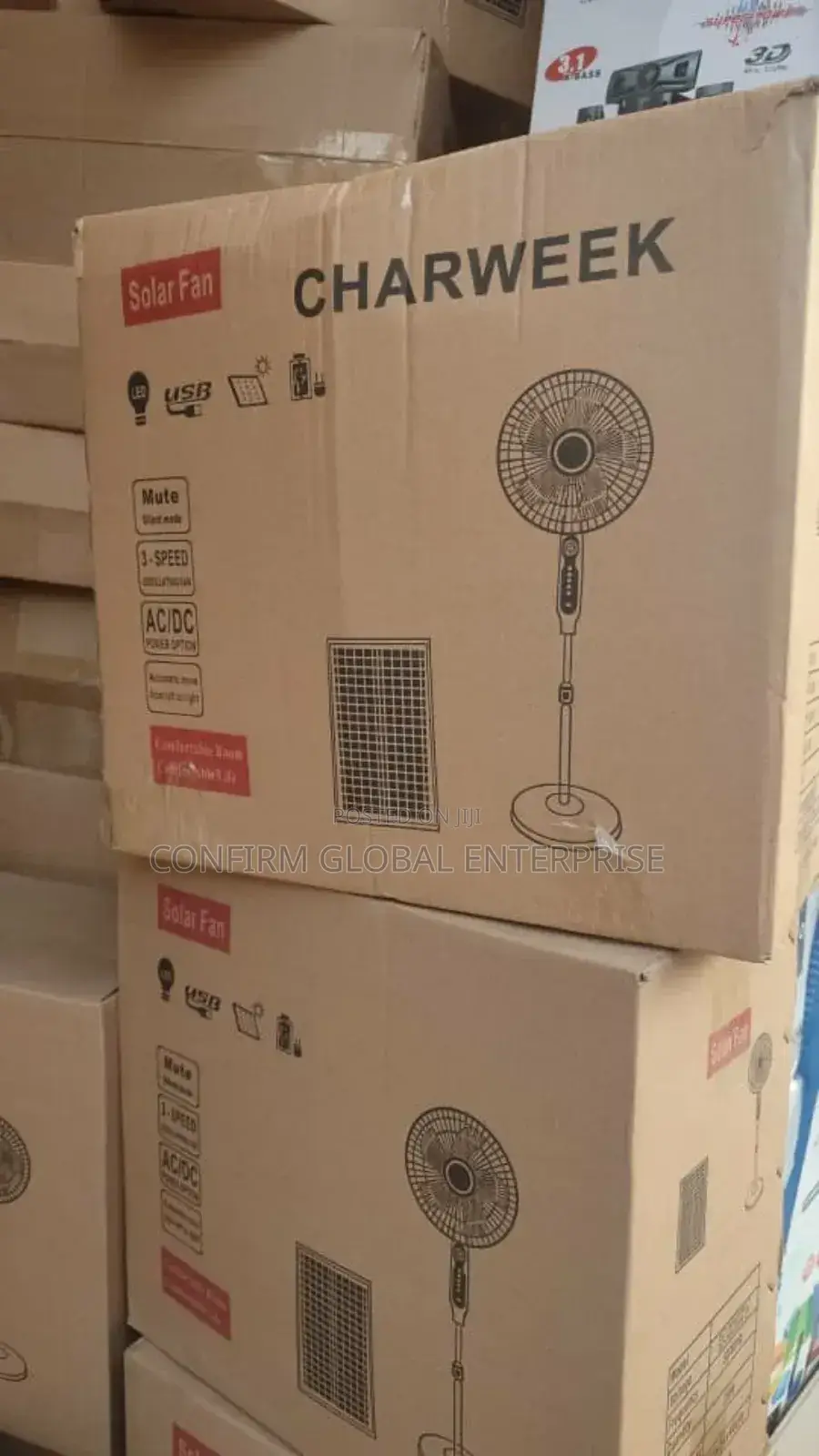 16" Solar Rechargeable Fan