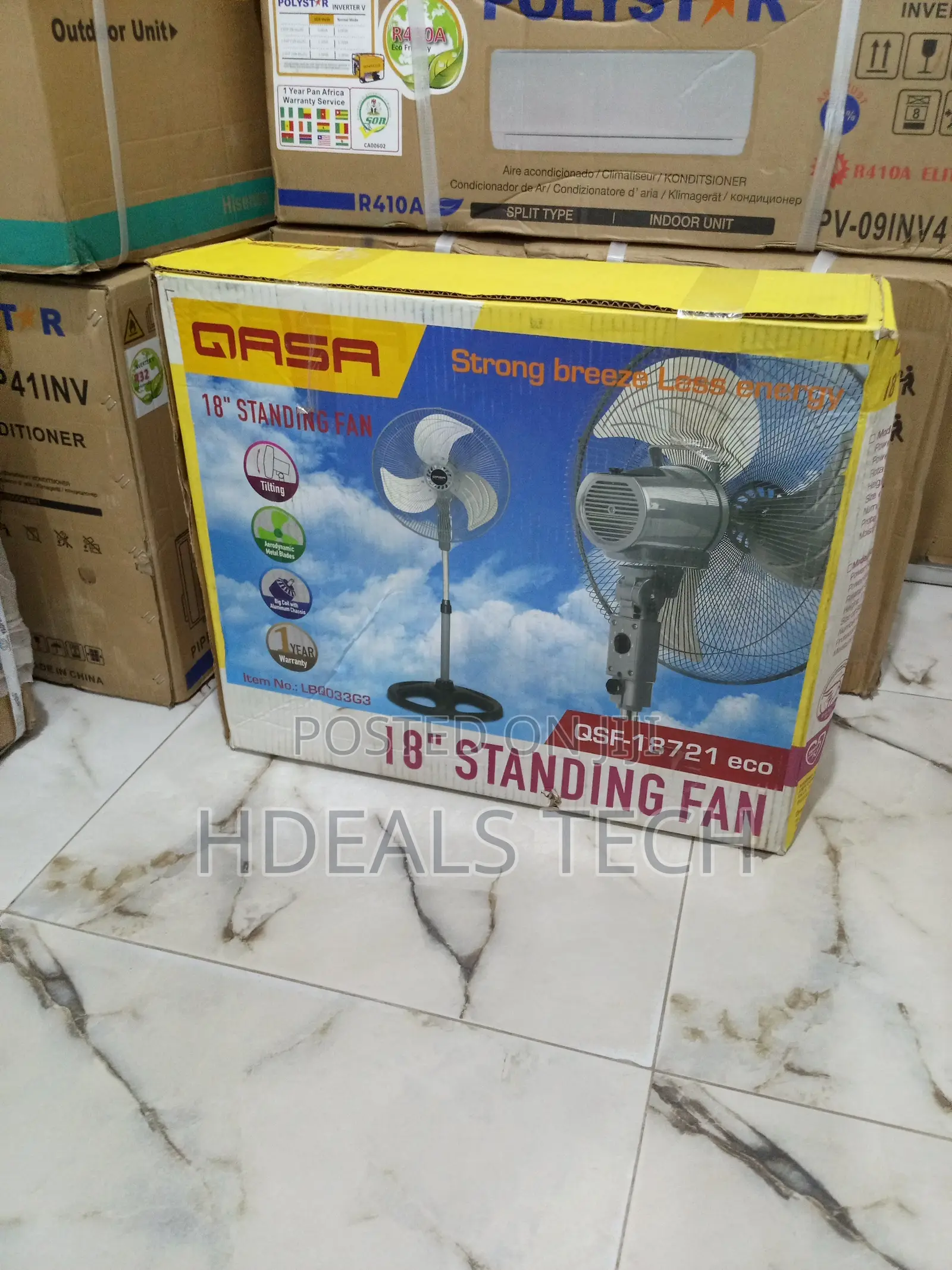 Sleek Modern Qasa 18" Standing Fan - Eco Design