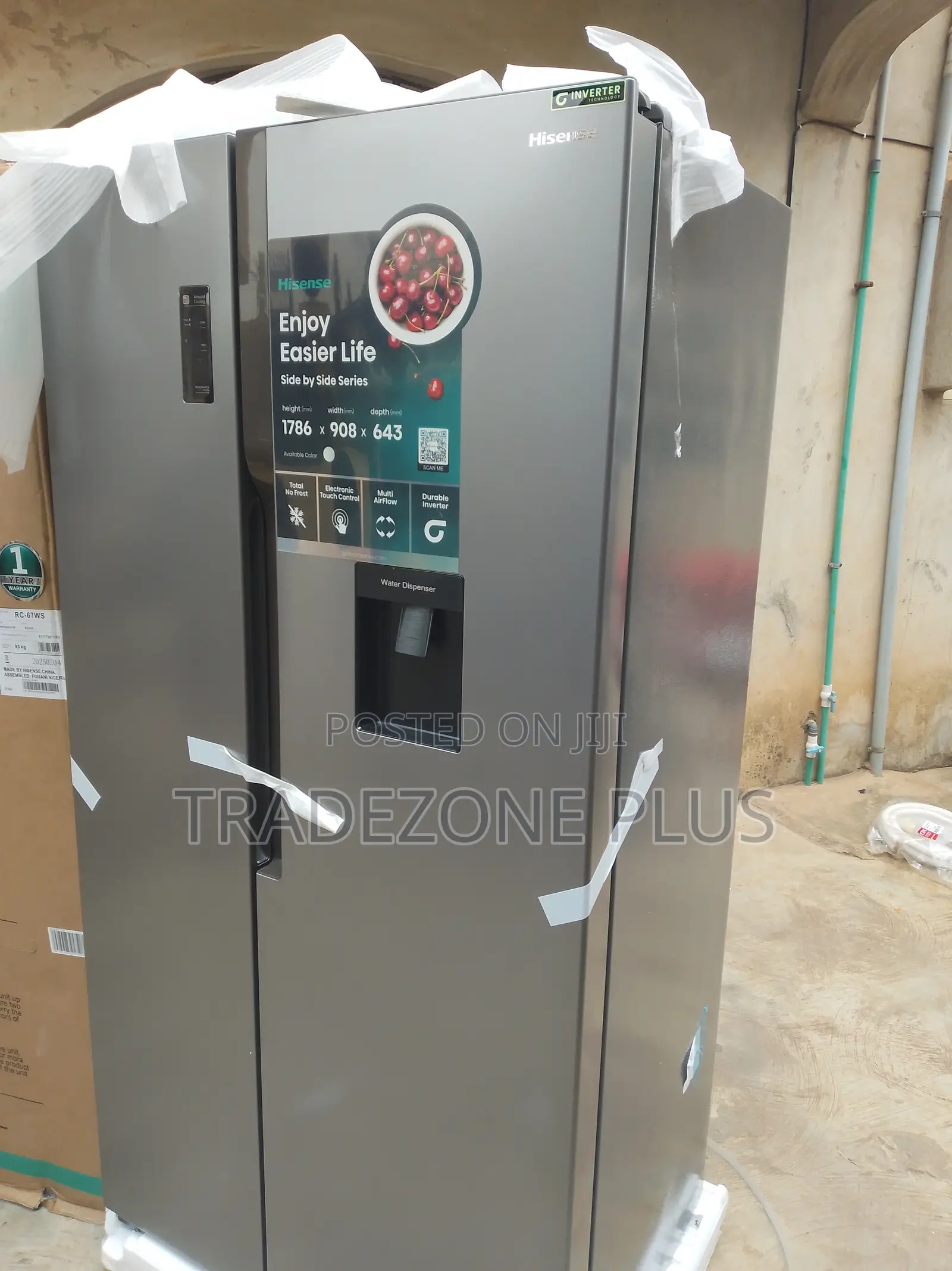 Hisense Rc-67ws Side by Side Refrigerator With Door Alarm Sy