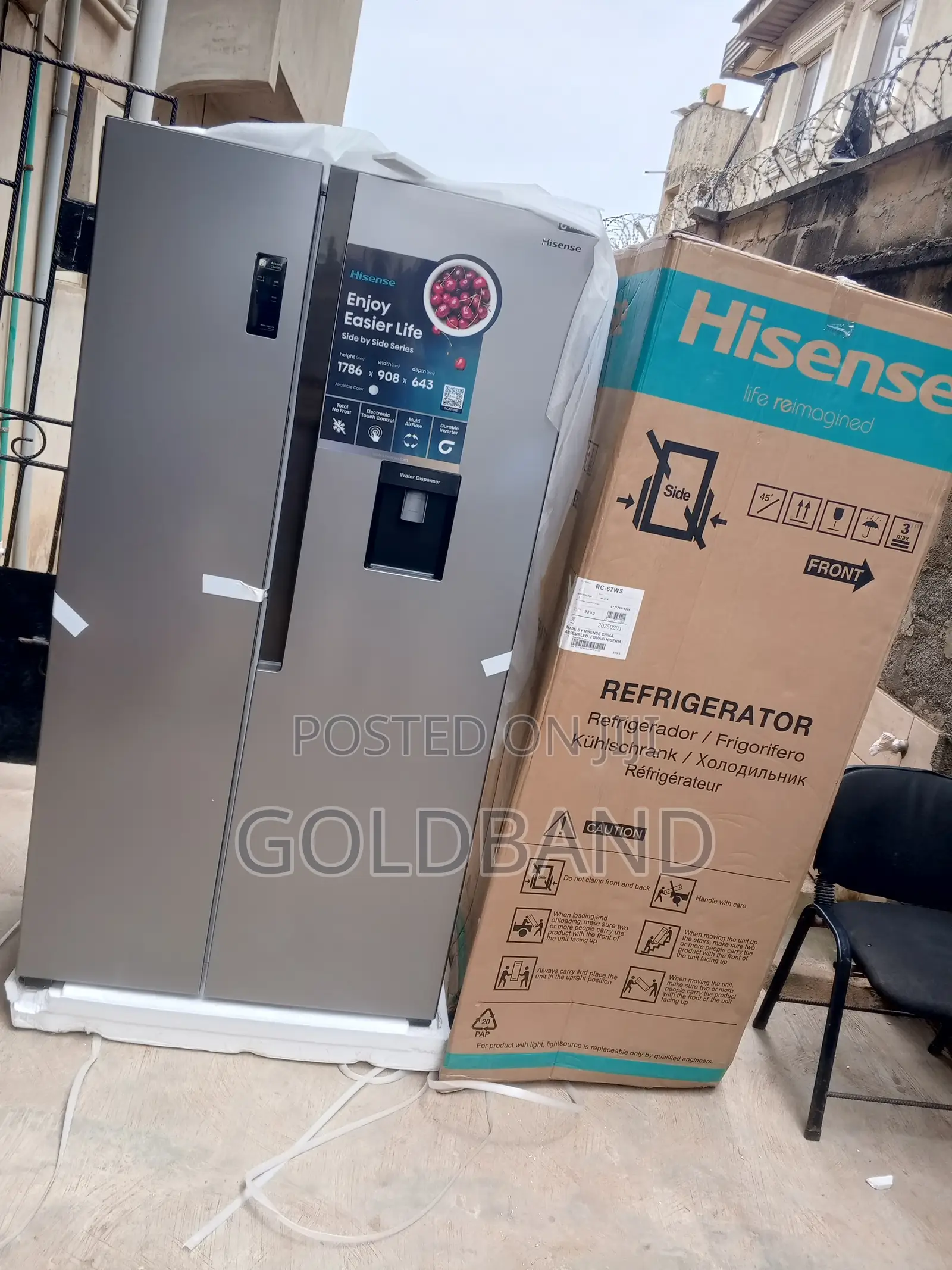 Hisense Rc-67ws 519l Side by Side Refrigerator (Led Display)