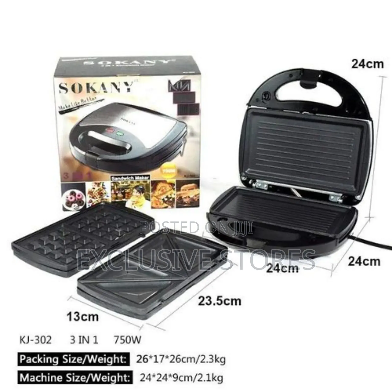 Sokany 3 in 1 Sandwich Maker