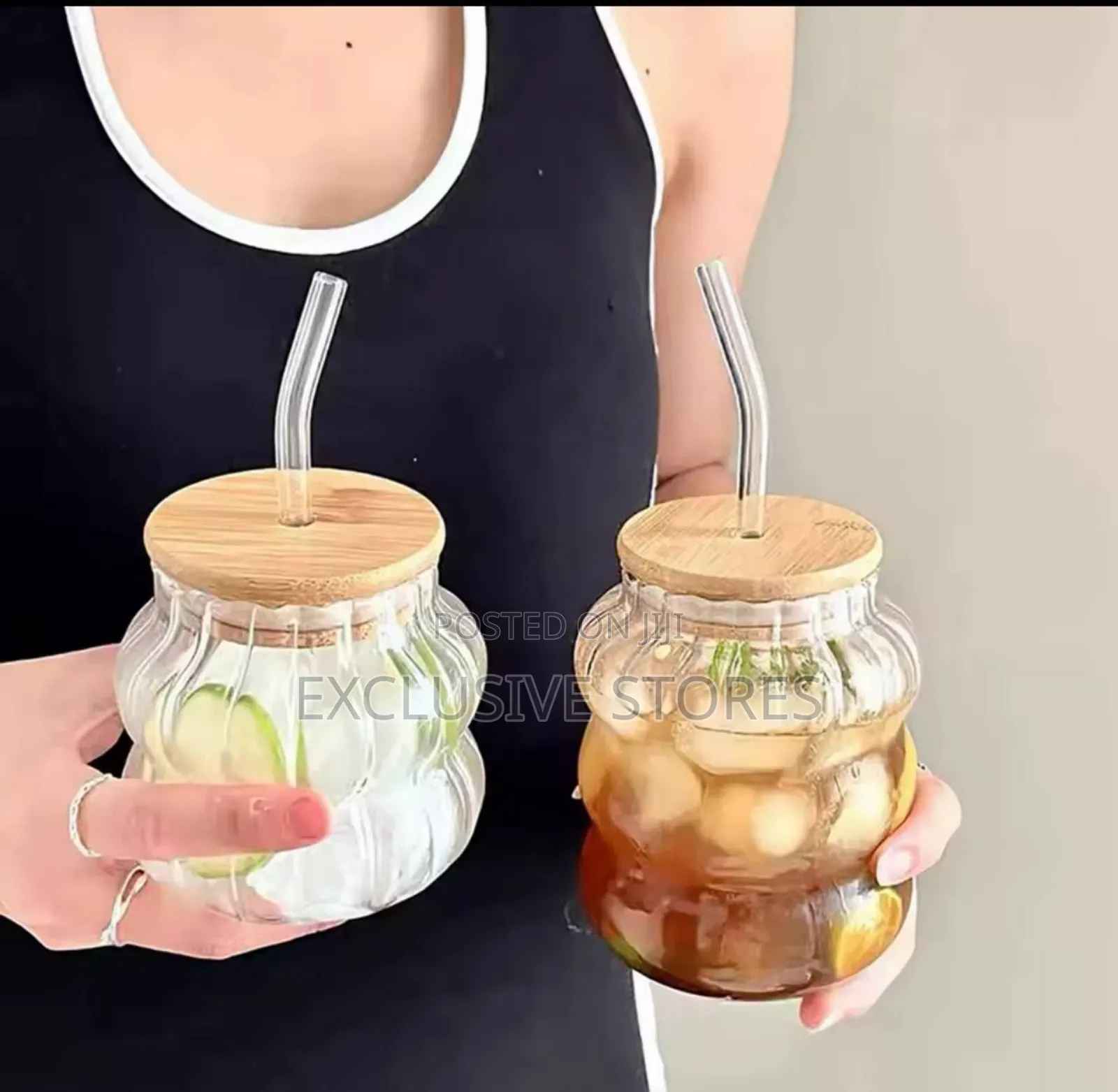 Ins Glass Cup With Straw