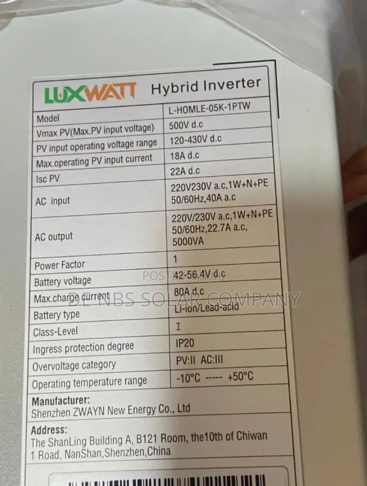 Luxwatt 5kva 48v Transformerless Hybrid Inverter Available