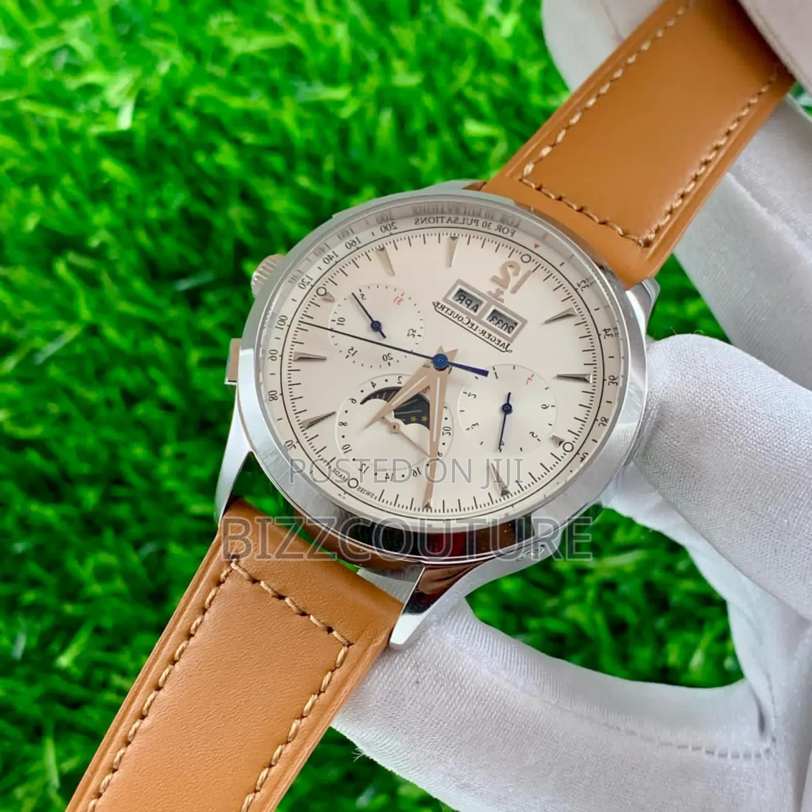 Original Jaeger-Lecoultre Brown Genuineleather Strap Watch.