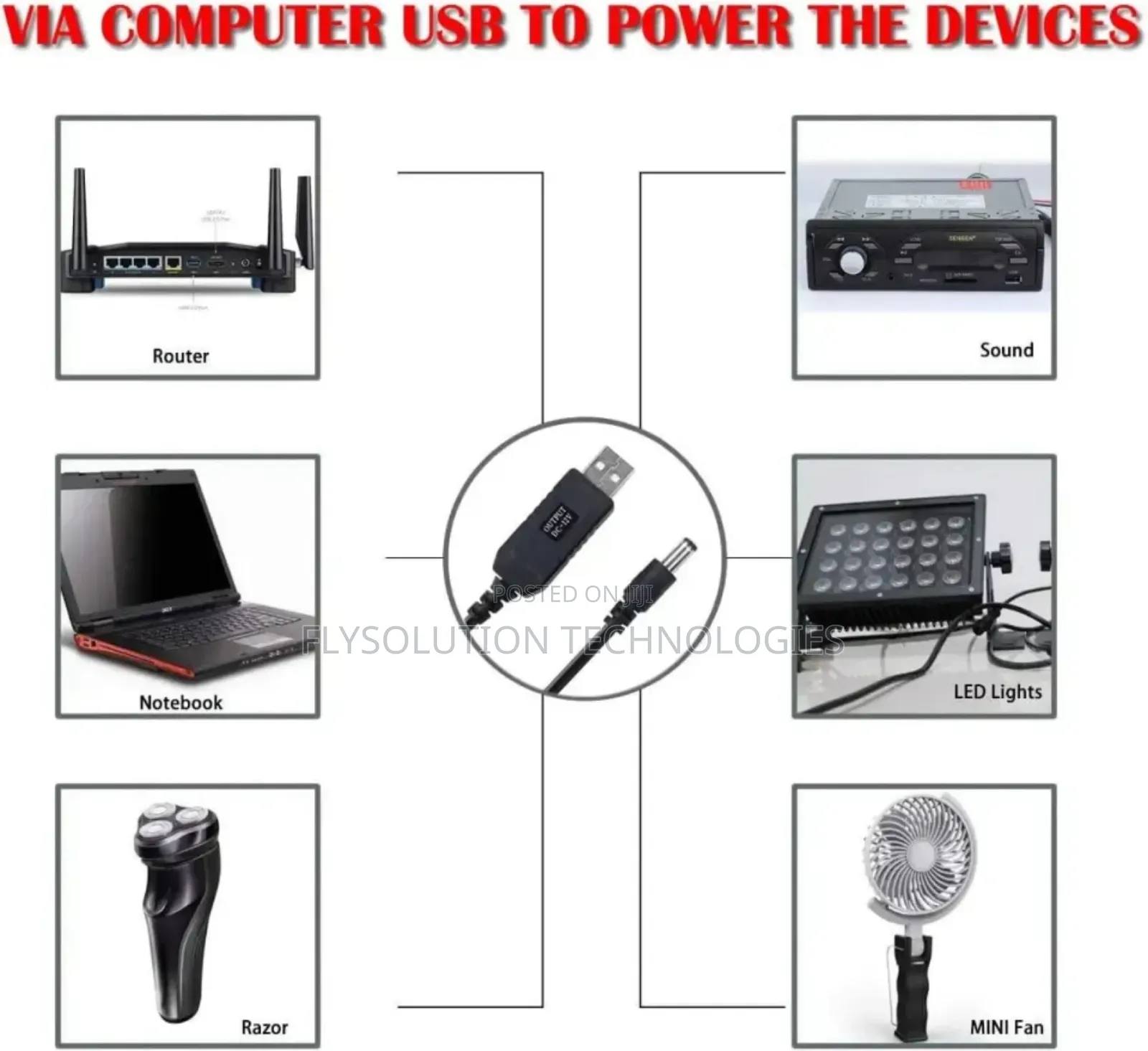 Dc Powerbank 5v to 9v/12v Converter Cable for Router
