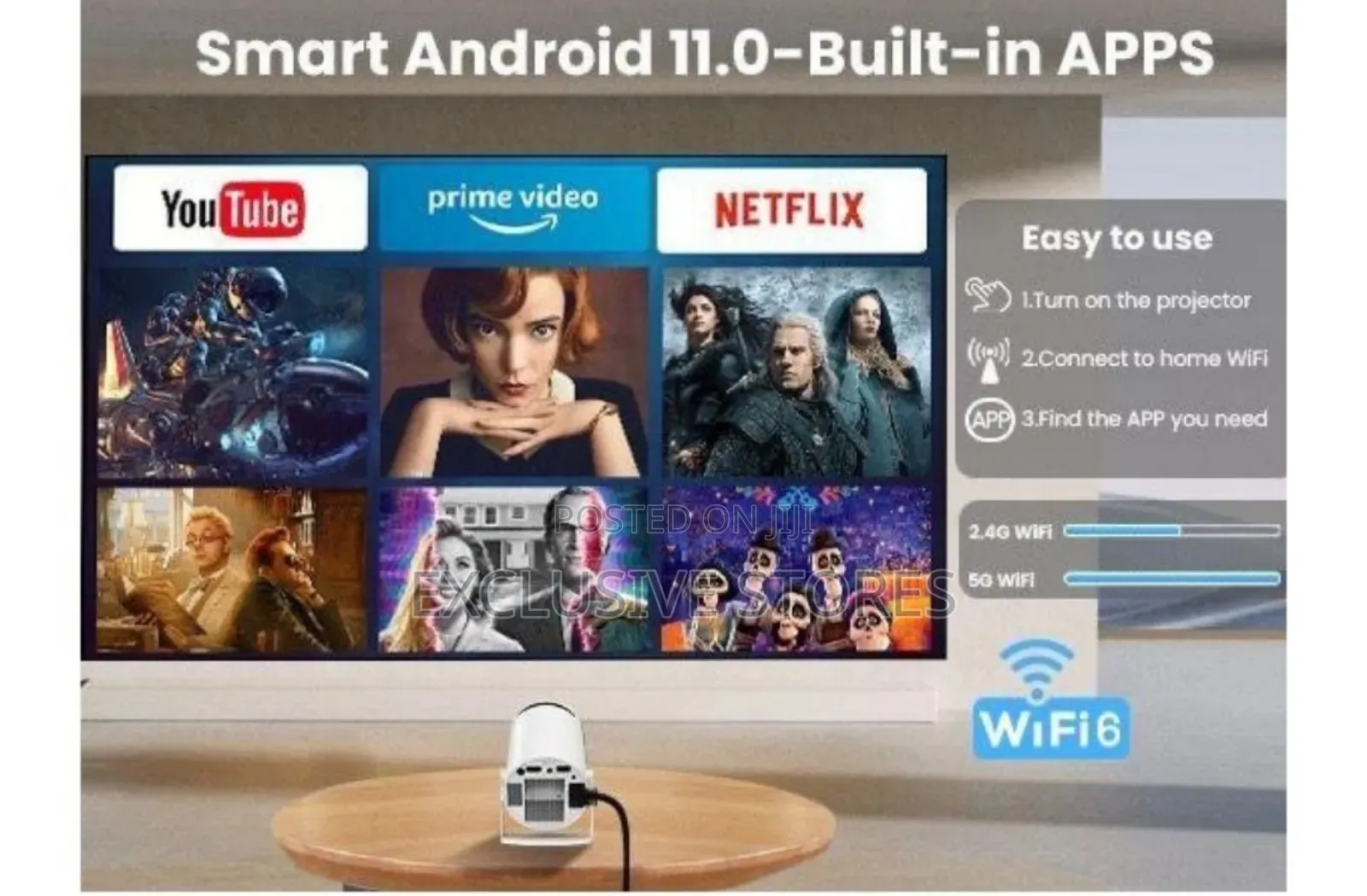Smart Projector Freestyle Led 5g Wifi With Remote