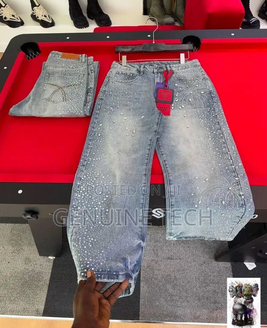 High Quality Rhinestones Baggy Jean