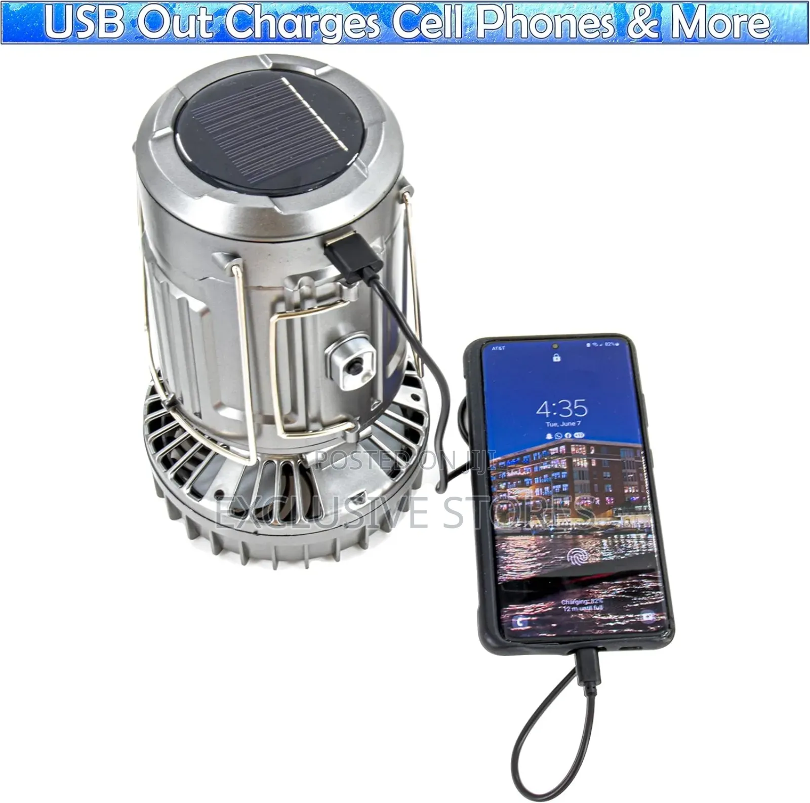 Large Solar Lantern Powered Led Light Fan