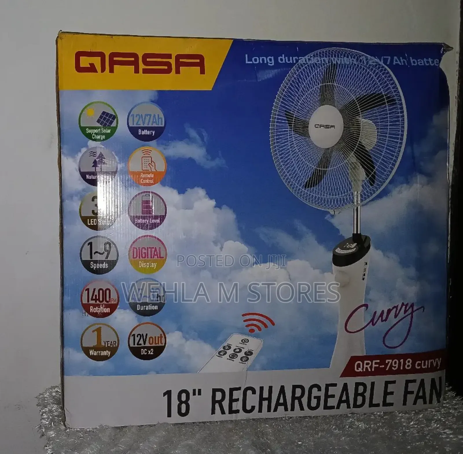 Qasa 18" Rechargeable Fan QRF 7918 Curvy