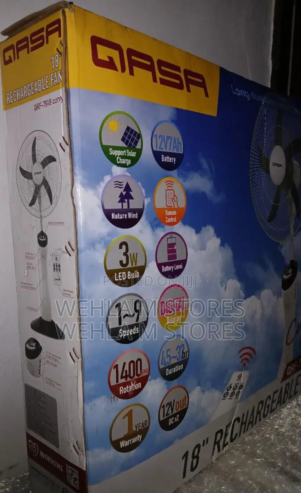 Qasa 18" Rechargeable Fan QRF 7918 Curvy
