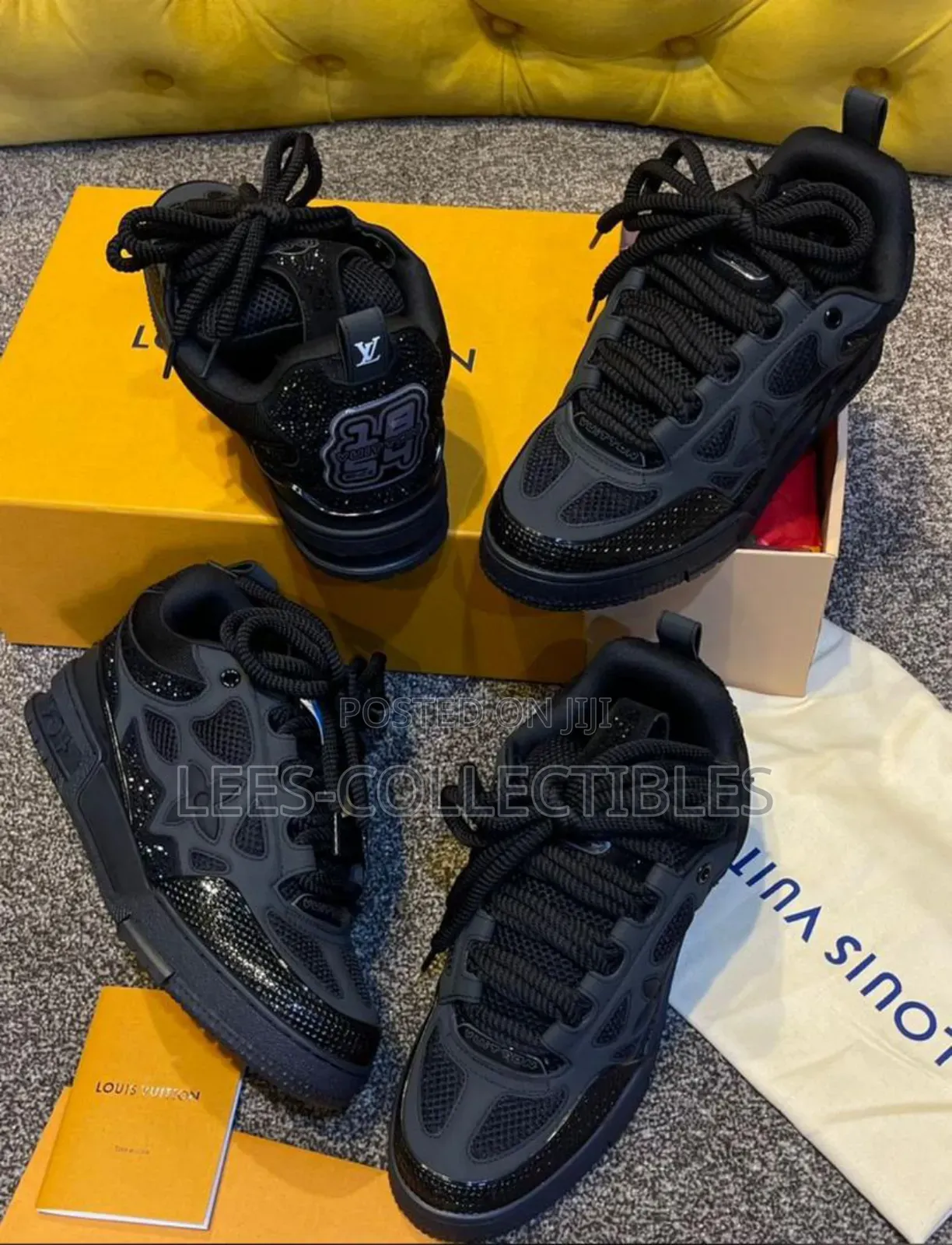 Top Quality Louis Vuitton Shinny Black Sneakers
