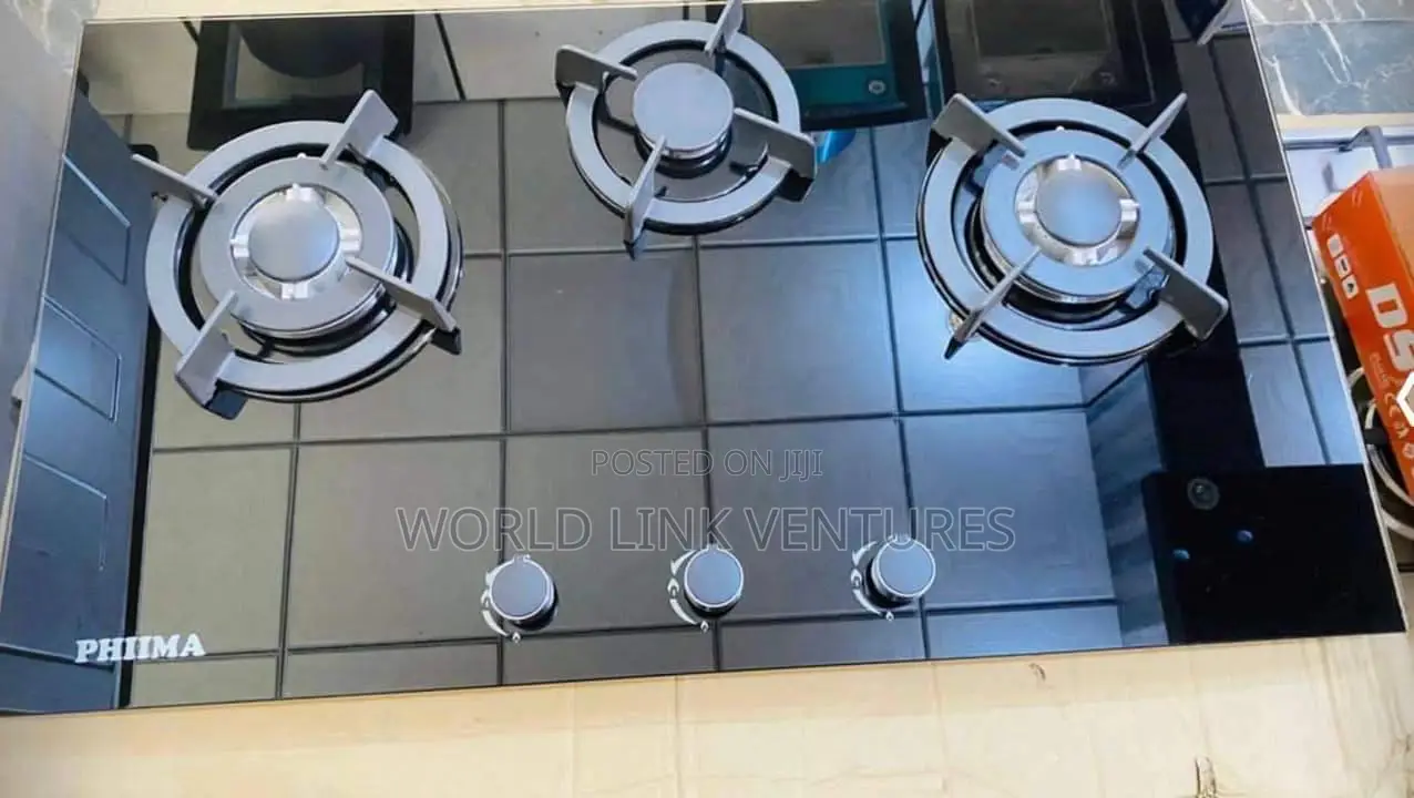 Hicel Cabinet Table Gas Cooker 5 Burners Glass Top