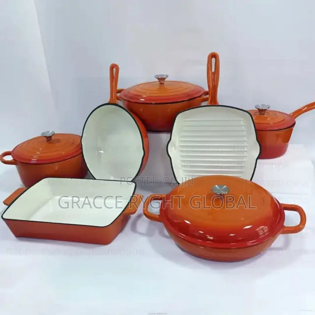 7pcs Enamel Cast Iron Pots and Pan Set