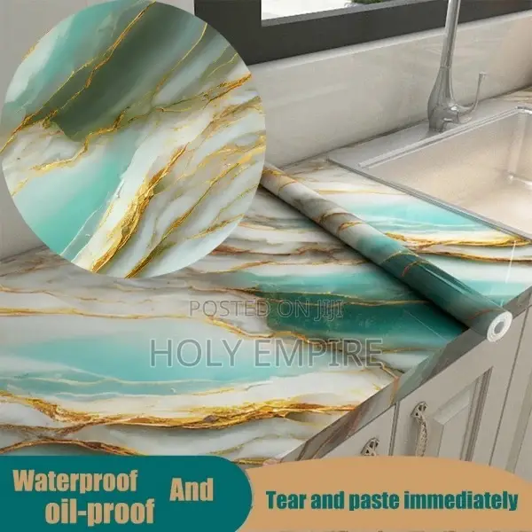 Marble Decor Contact Paper Oil Proof Kitchen Stickers Self