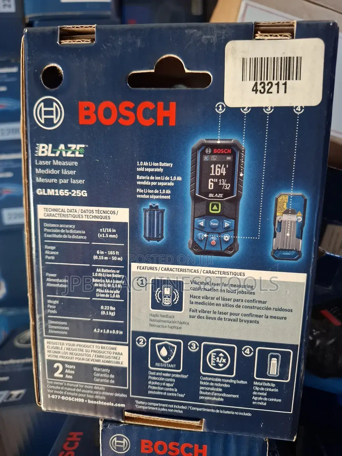 Glm 165-25g Bosch Green Laser Tape 50 Meters / 165 Ft