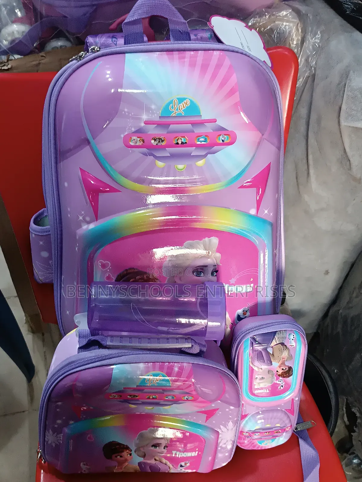 4 in 1 Frozen Purple Kid's Girls Trolley School School Bag