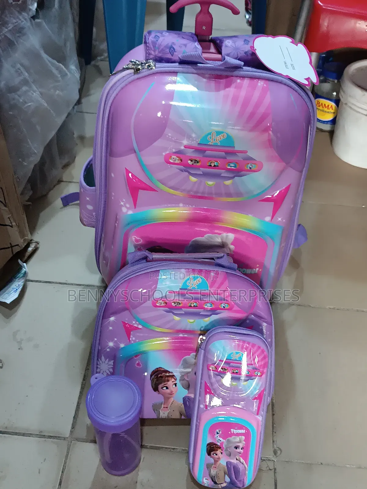 4 in 1 Frozen Purple Kid's Girls Trolley School School Bag