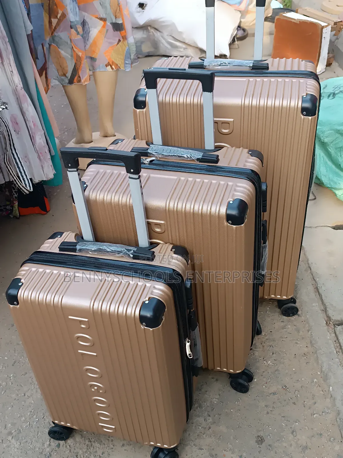 Set of 3 Gold Pg Plastic Travelling Luggage Boxes