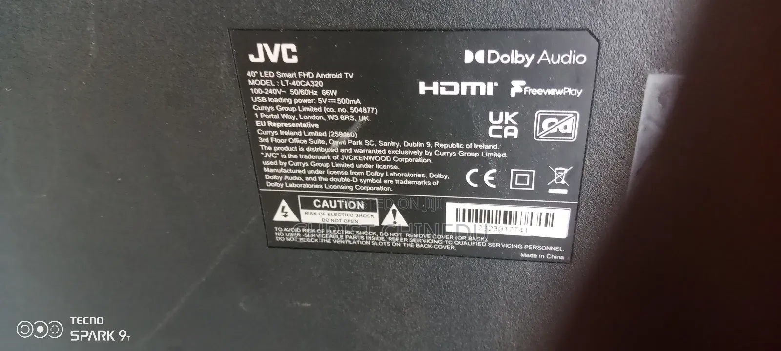 Original Direct Uk 40inches JVC Android Tv
