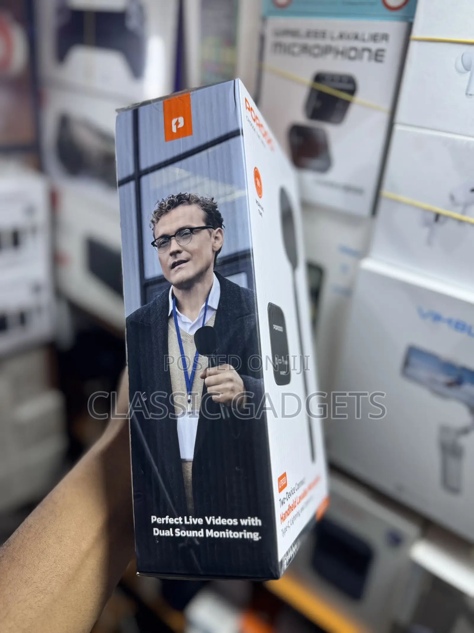 Porodo Two-Device Connect Handheld Lavalier Microphone