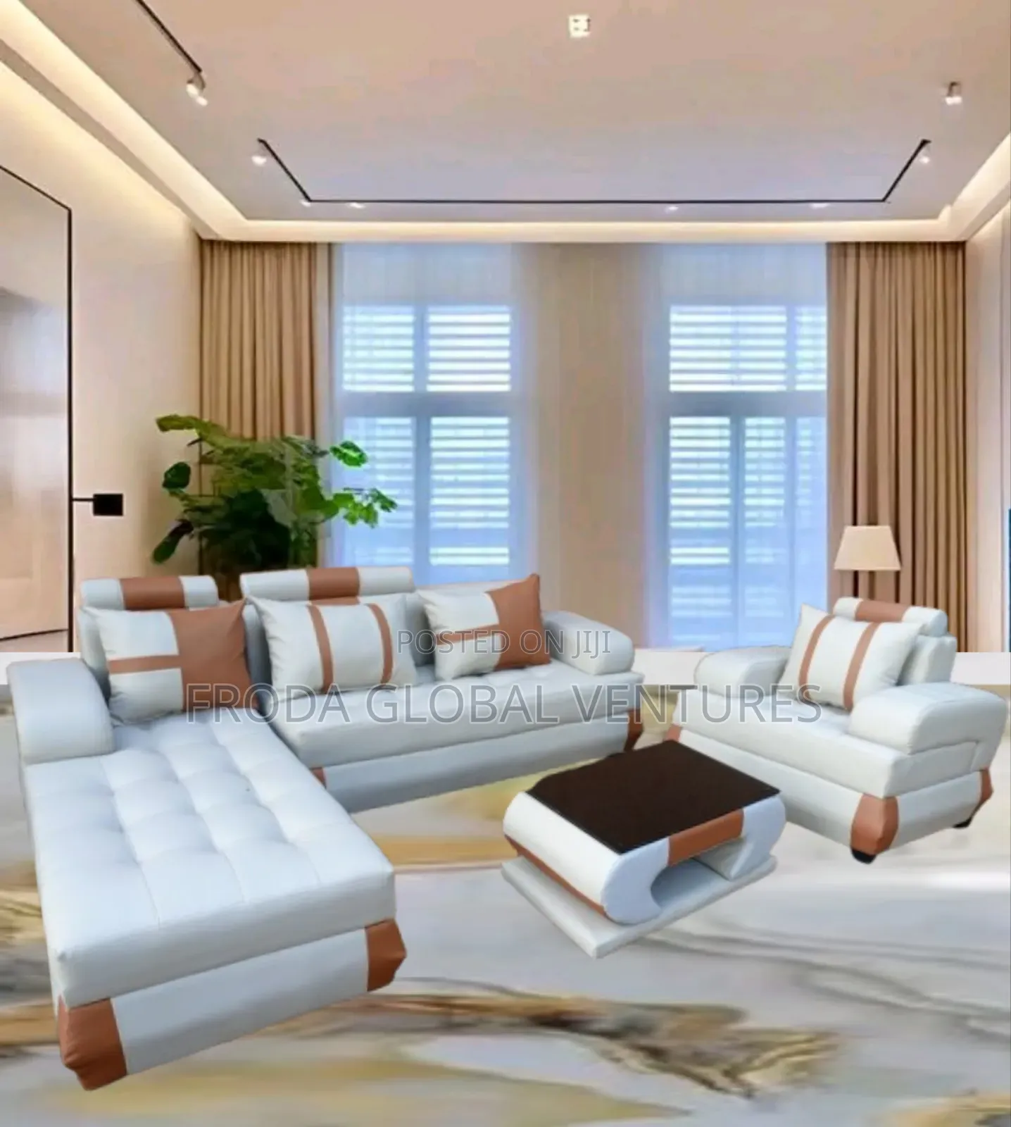Beautiful Couch of L-Shape Sofa , Single Chair and Table.