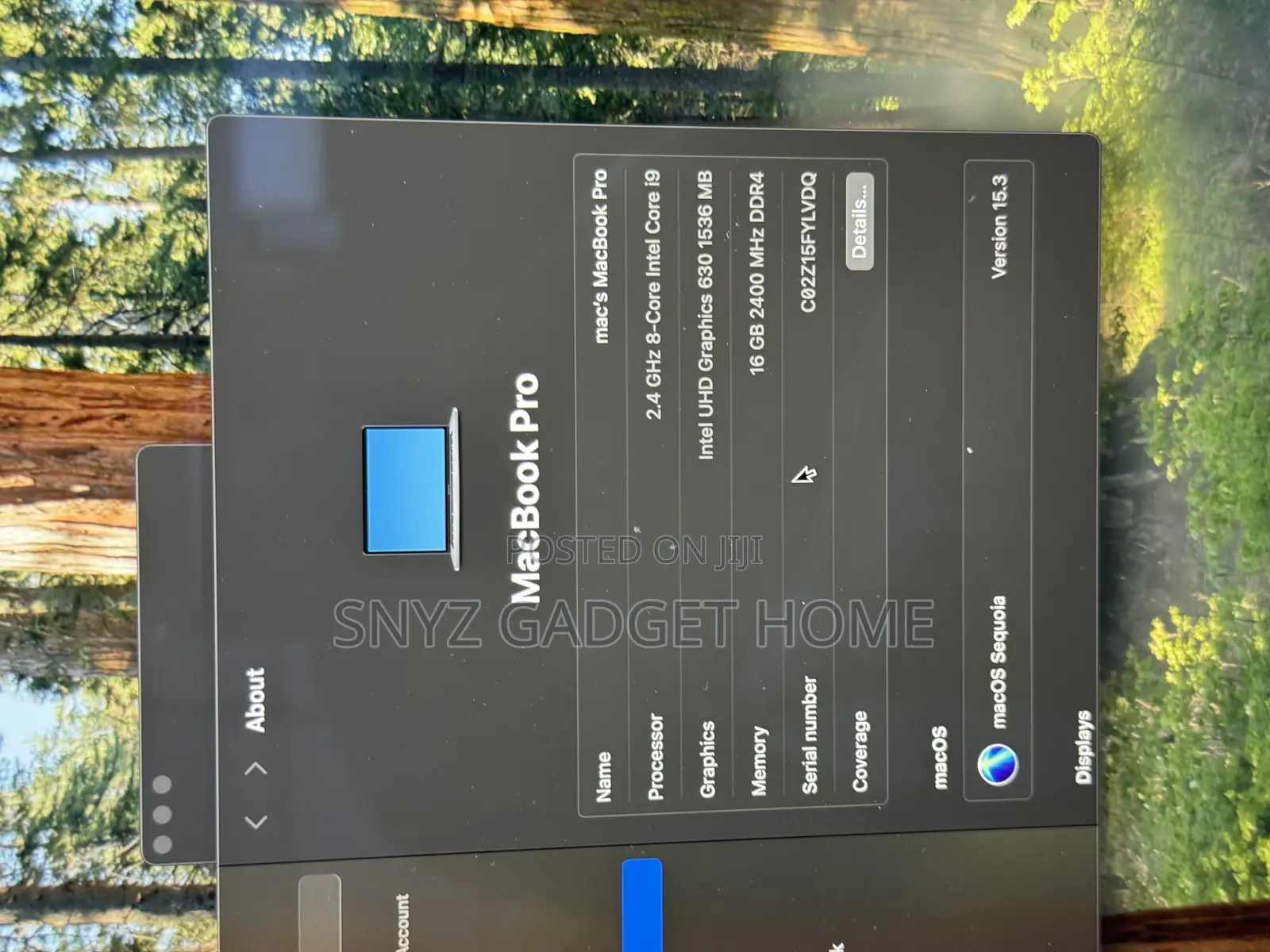 Laptop Apple MacBook Pro 2019 16GB Intel Core i9 SSD 512GB