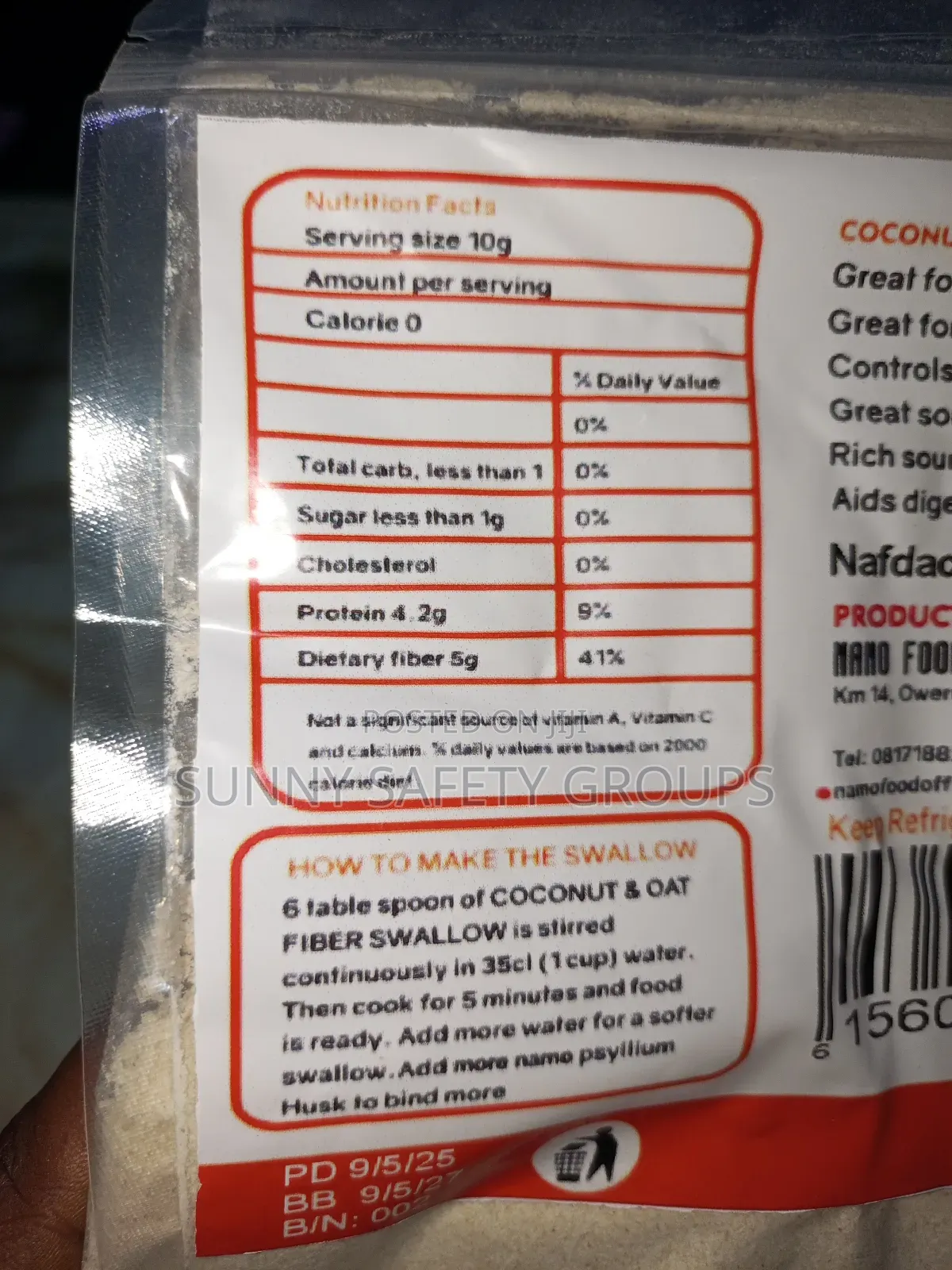 Keto Diet, Coconut and Oat Fiber Swallow