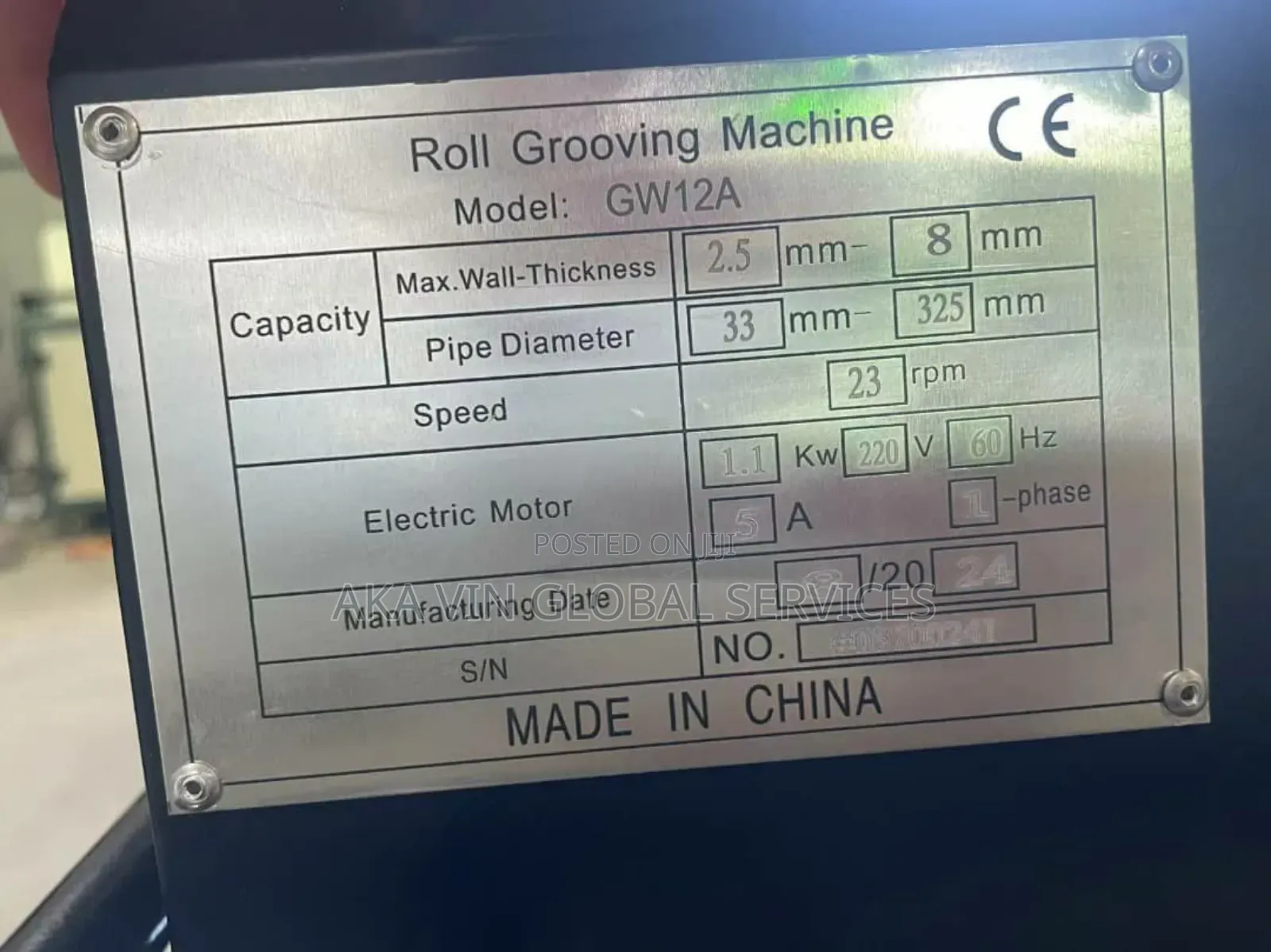 Stationary Roller Groove Rogroover 1-12", 230 Volts, 50 Hz