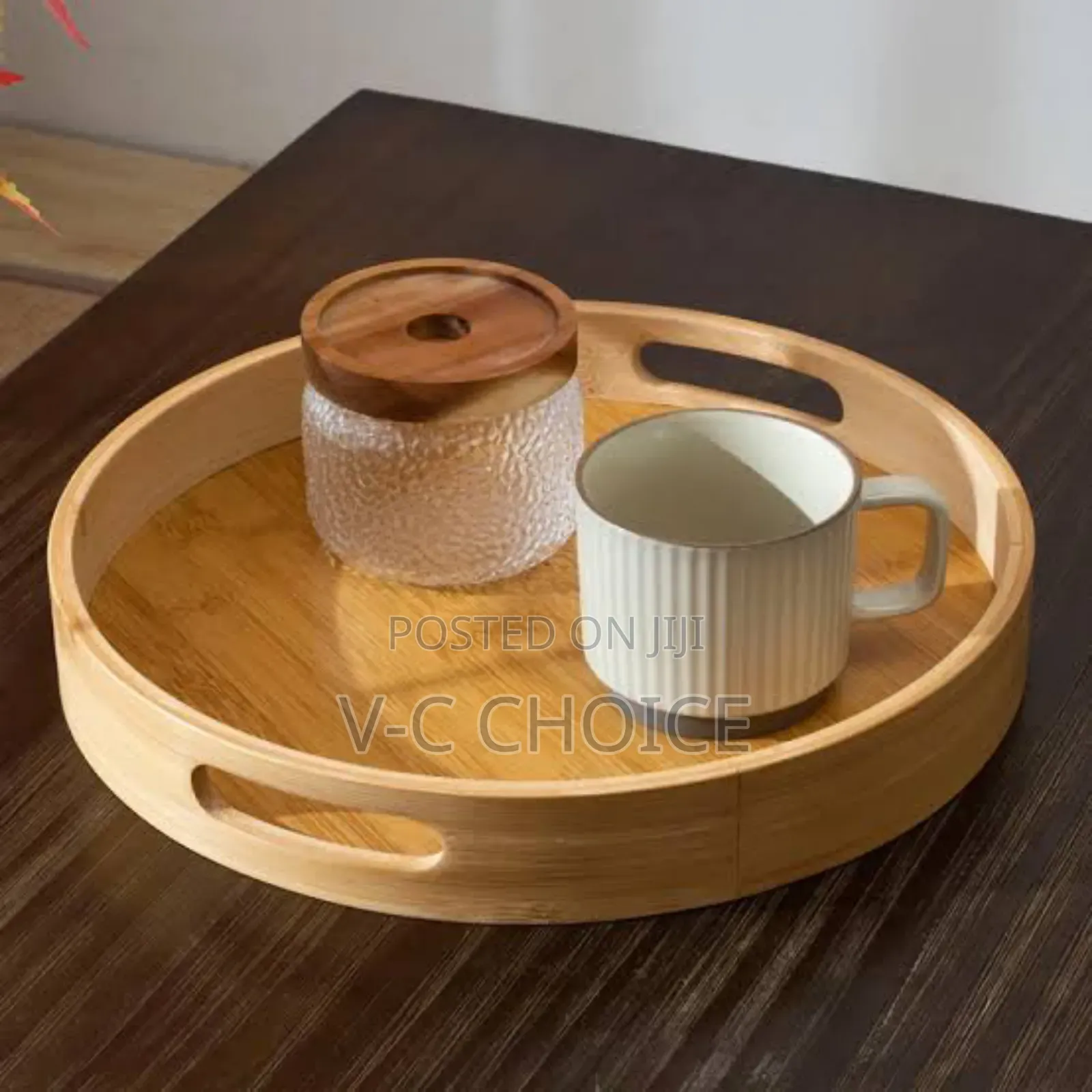 3 In1 Round  Bamboo Wooden Serving Tray