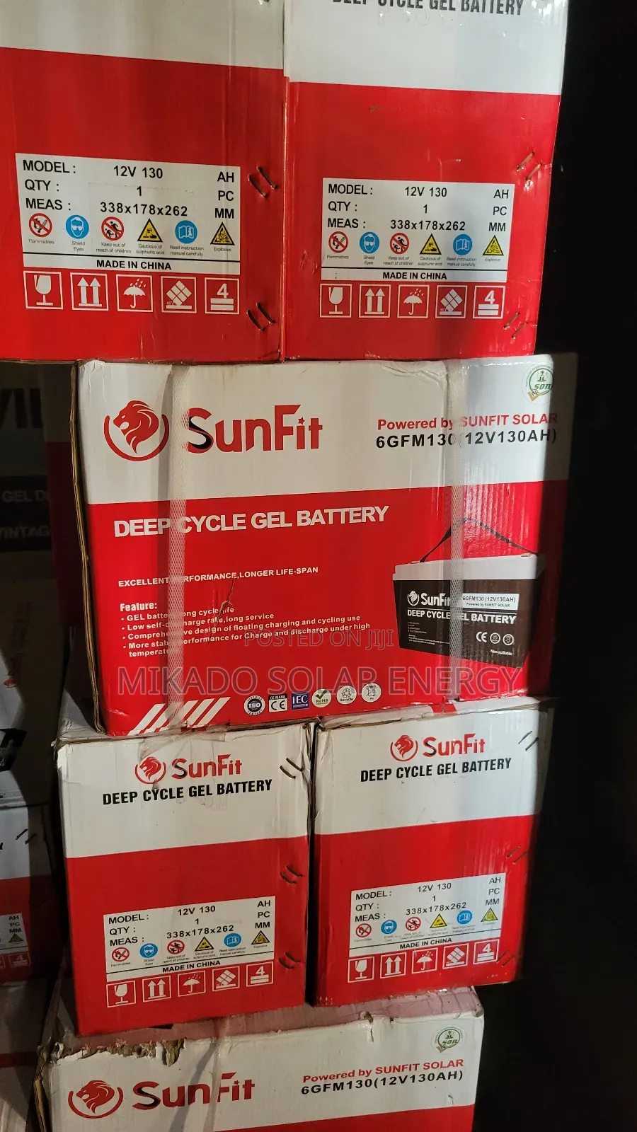 130ah 12v Sunfit Deep Cycle Gel Battery /Dry Cell