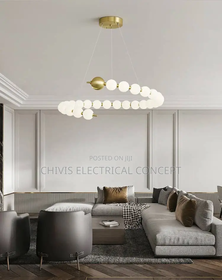 White Acrylic Led Chandelier Copper Aluminium Hall Living