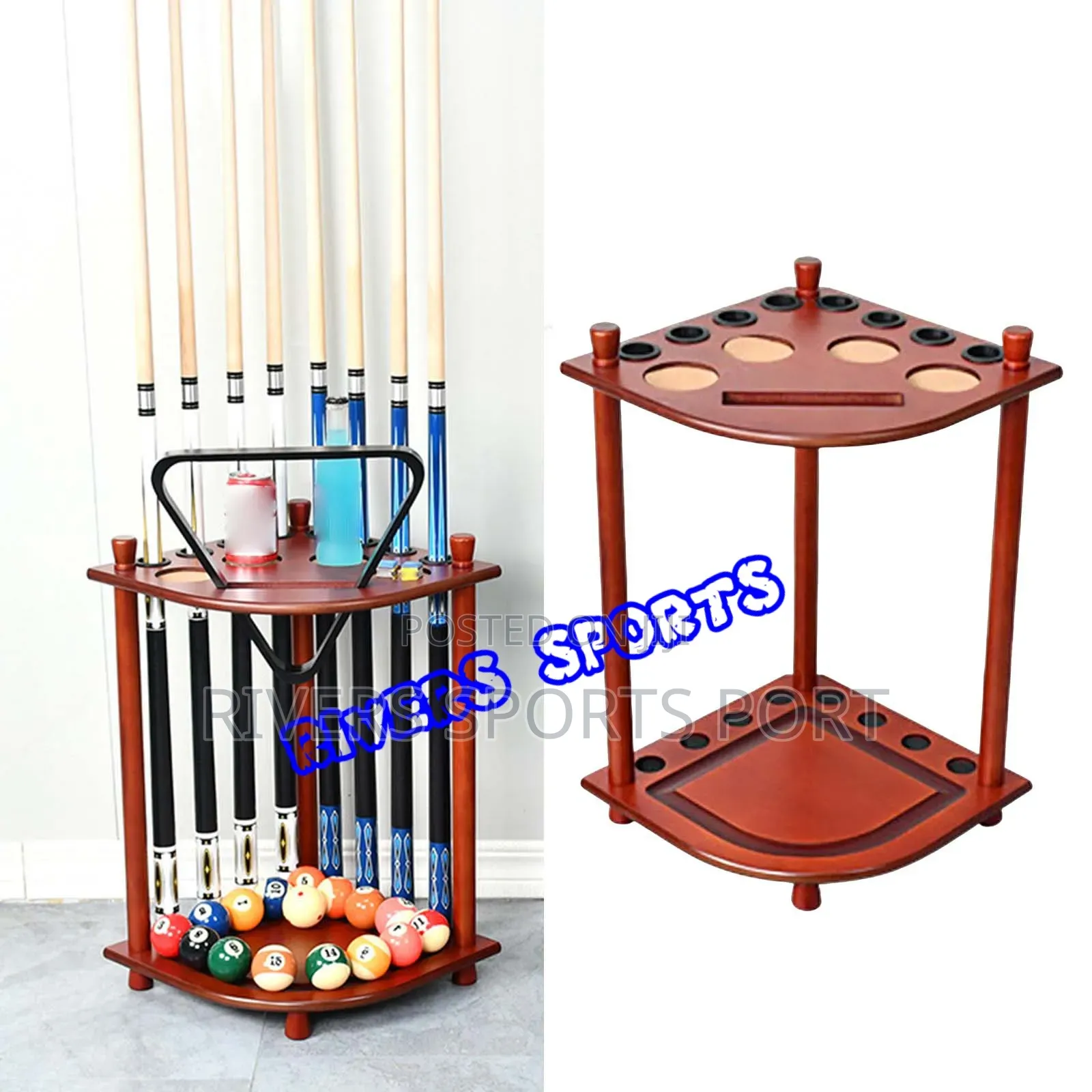 8 Stick Snooker Cue Stick Stand/Hanger With Ball and Drink Holder