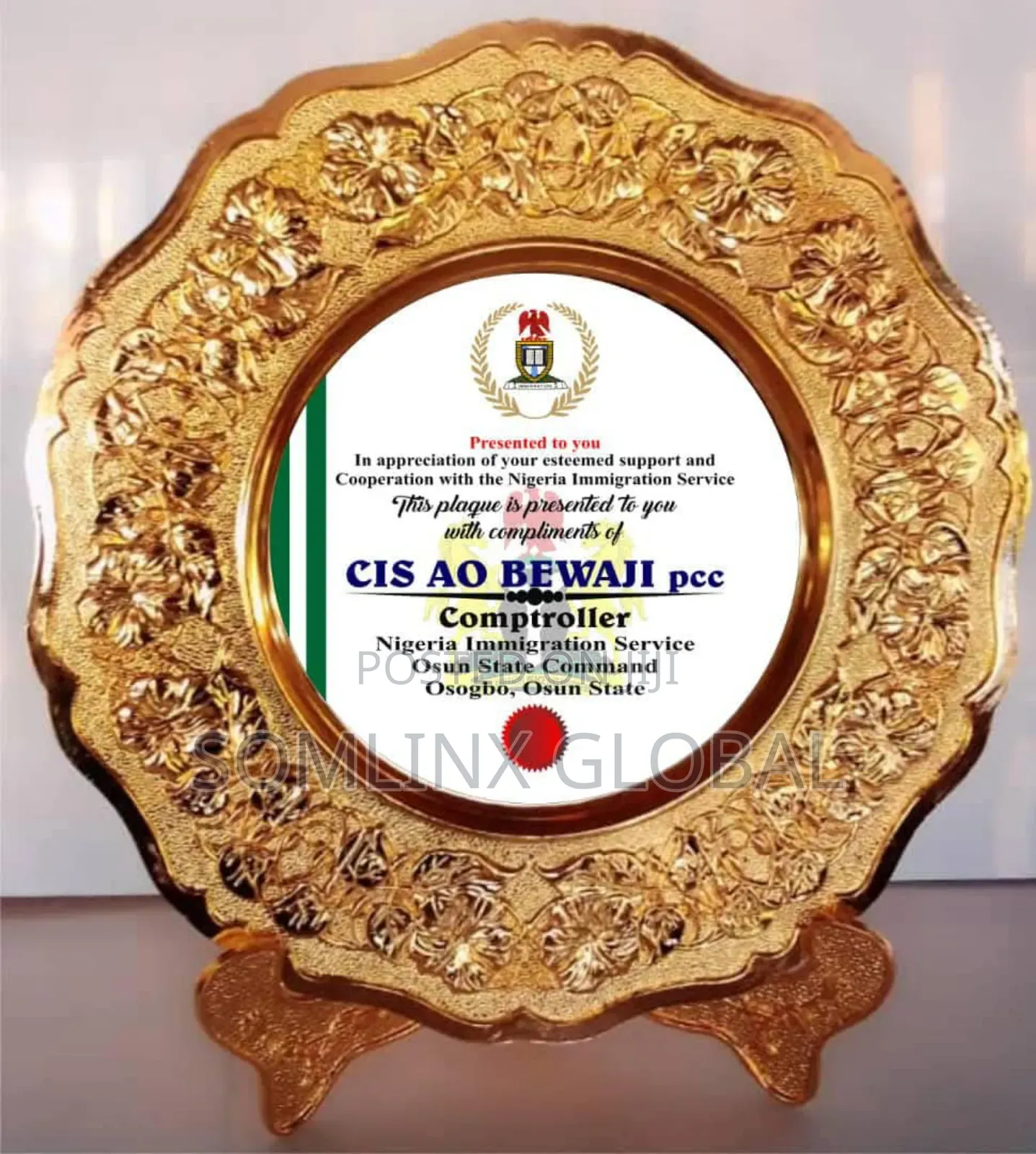 Golden Plat Plaque Suitable for Any Kind of Branding