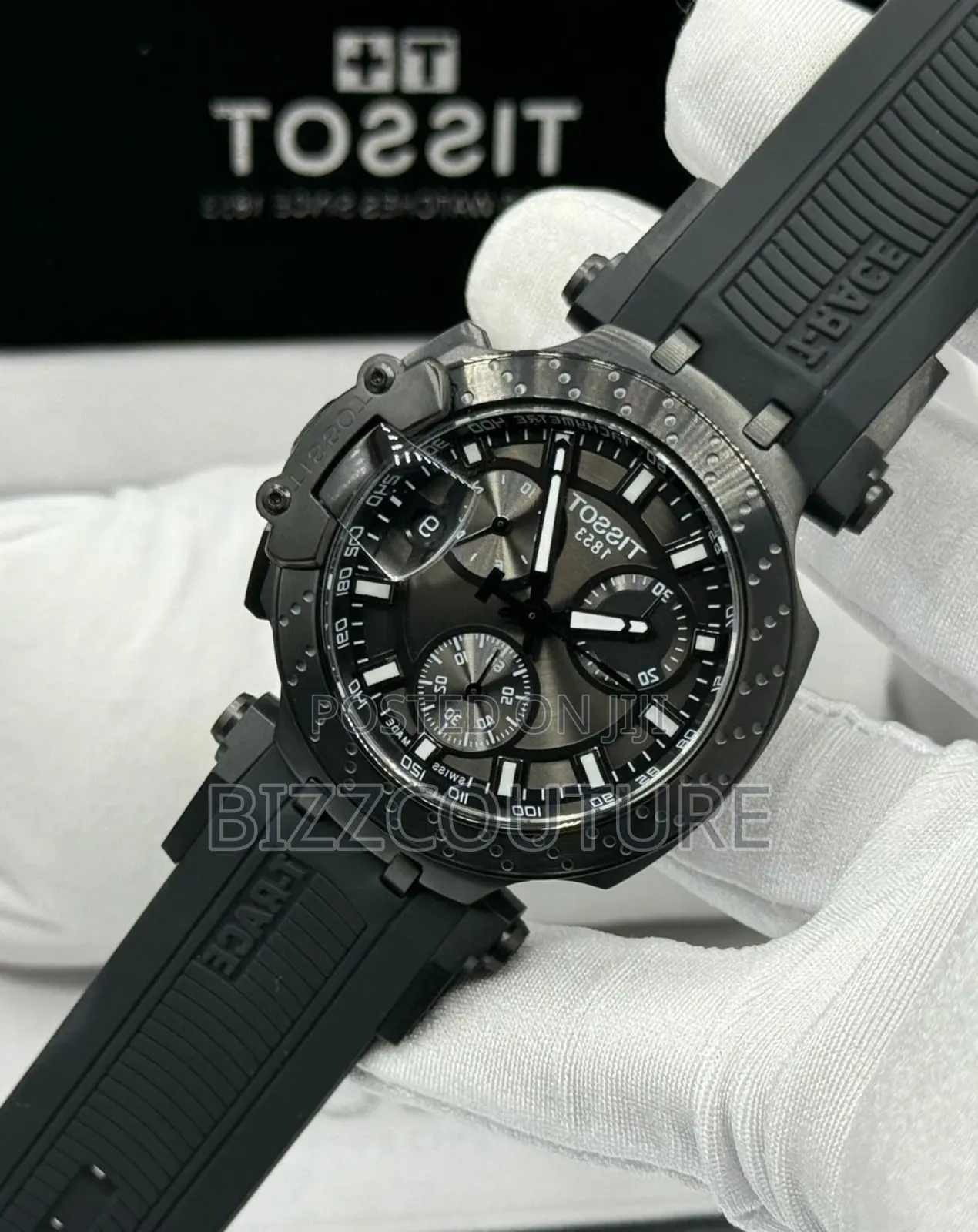 Original Tissot 1853 Black Rubber Strap Watch