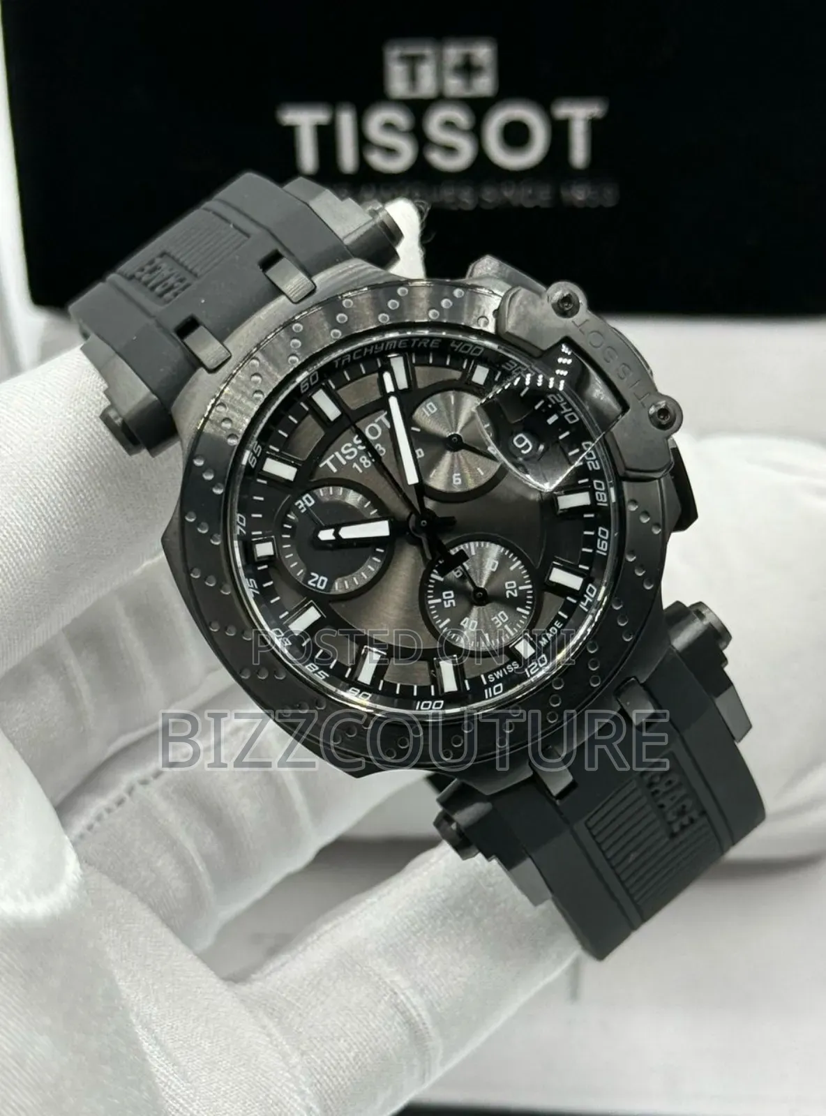 Original Tissot 1853 Black Dial Rubber Strap Watch