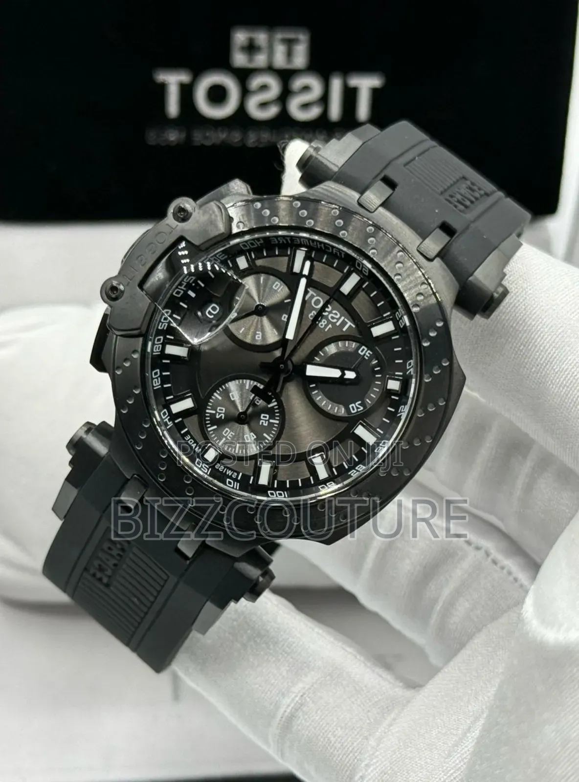 Original Tissot 1853 Black Dial Rubber Strap Watch