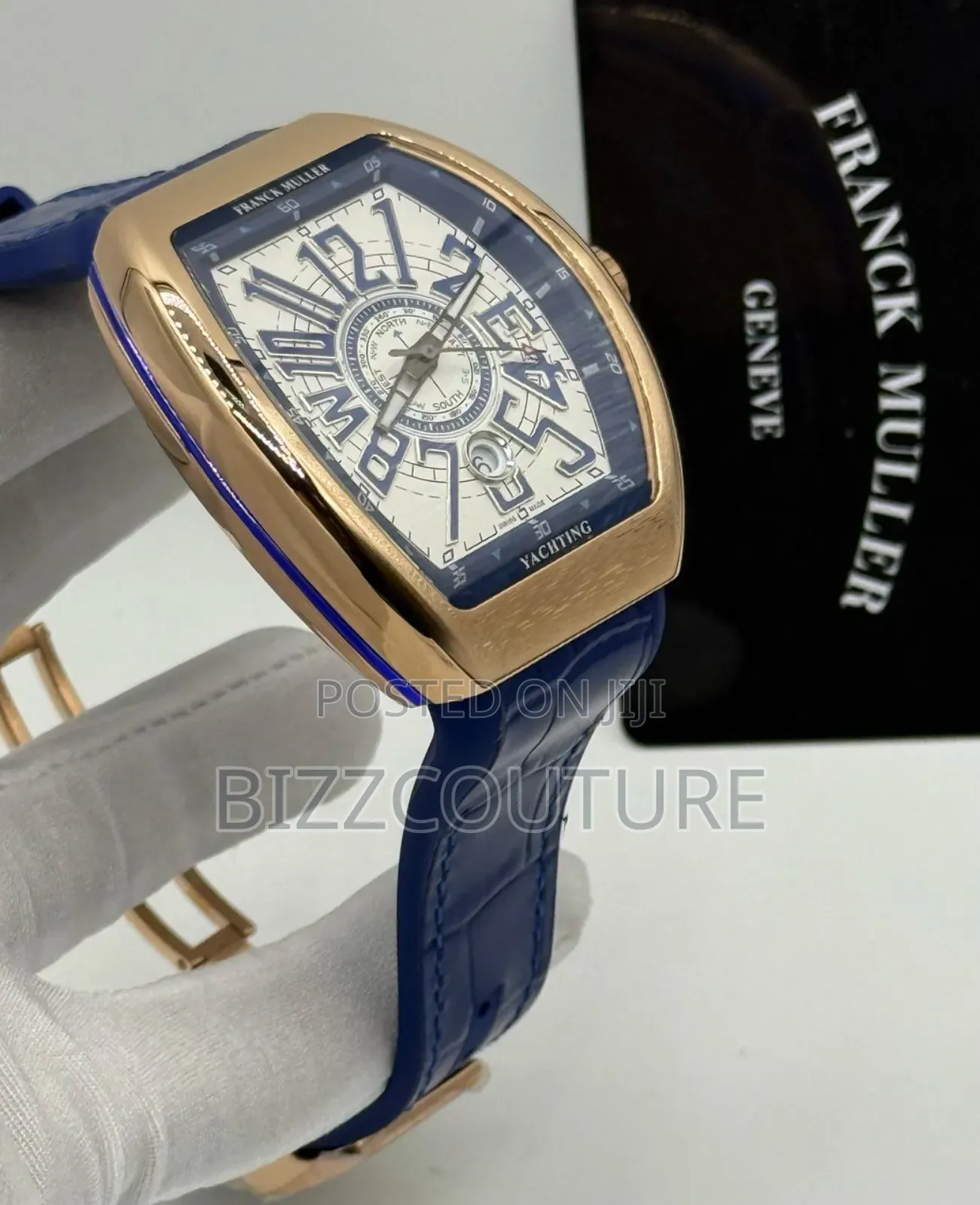 Original Franck Muller Blue Genuine Leather Strap Watch
