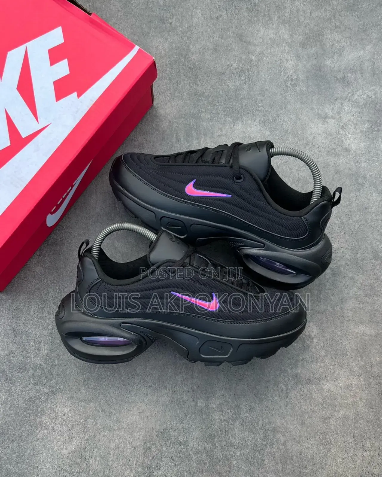 Nike Airmax Portal Black Purple Swoosh Sneakers
