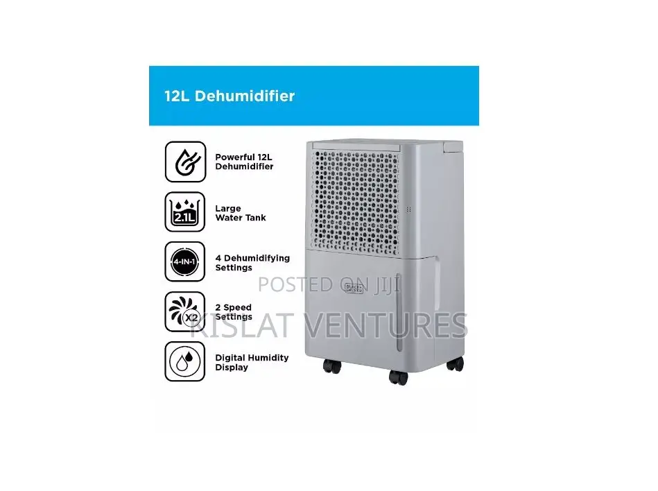 Black Decker 12 L Dehumidifier- Grey