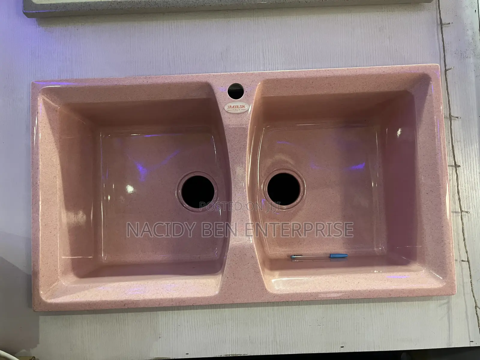 Ceramics Double Bowl Sink (Pink)