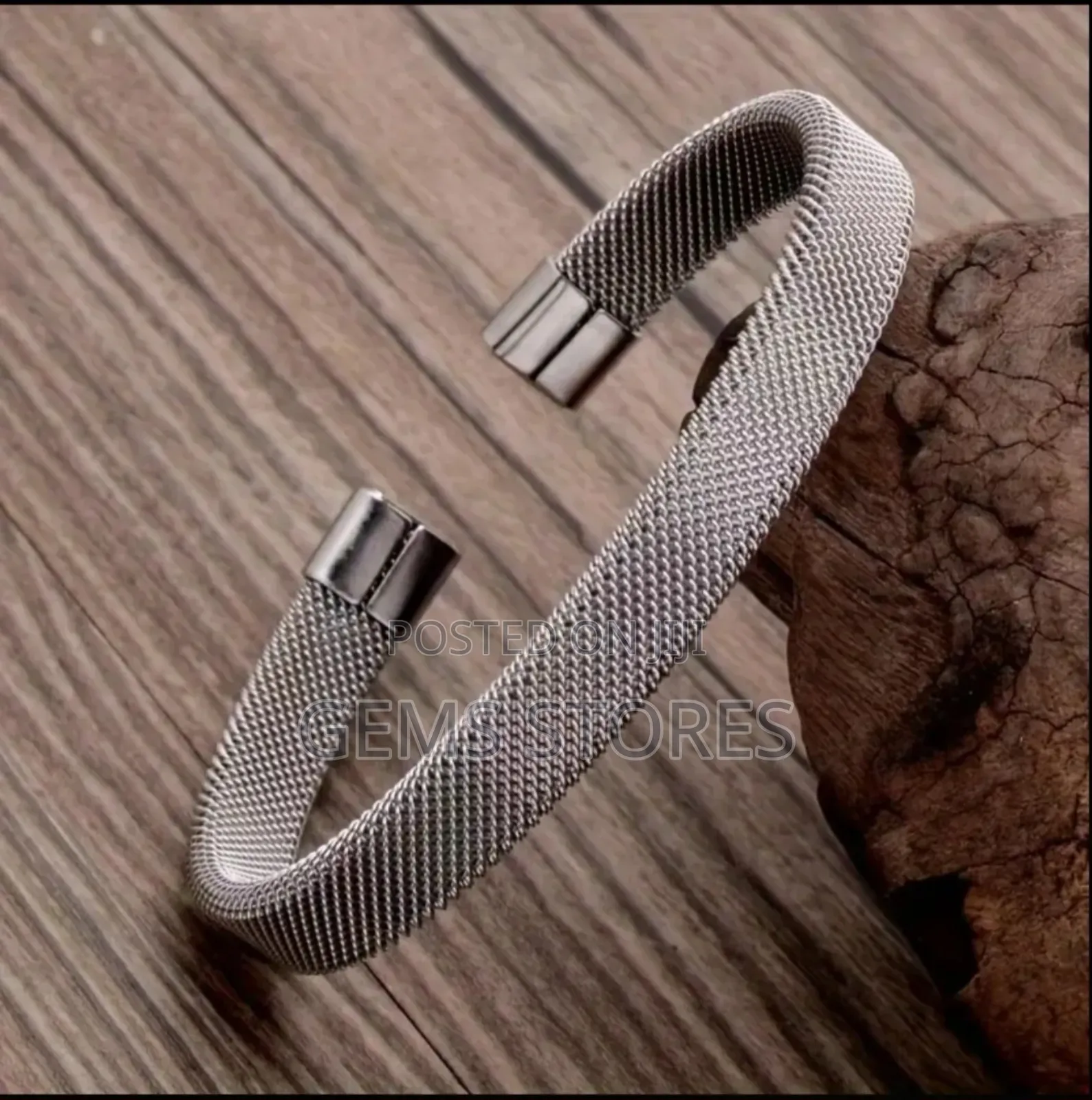 Modern Silver Mesh Cuff Bangle Bracelet