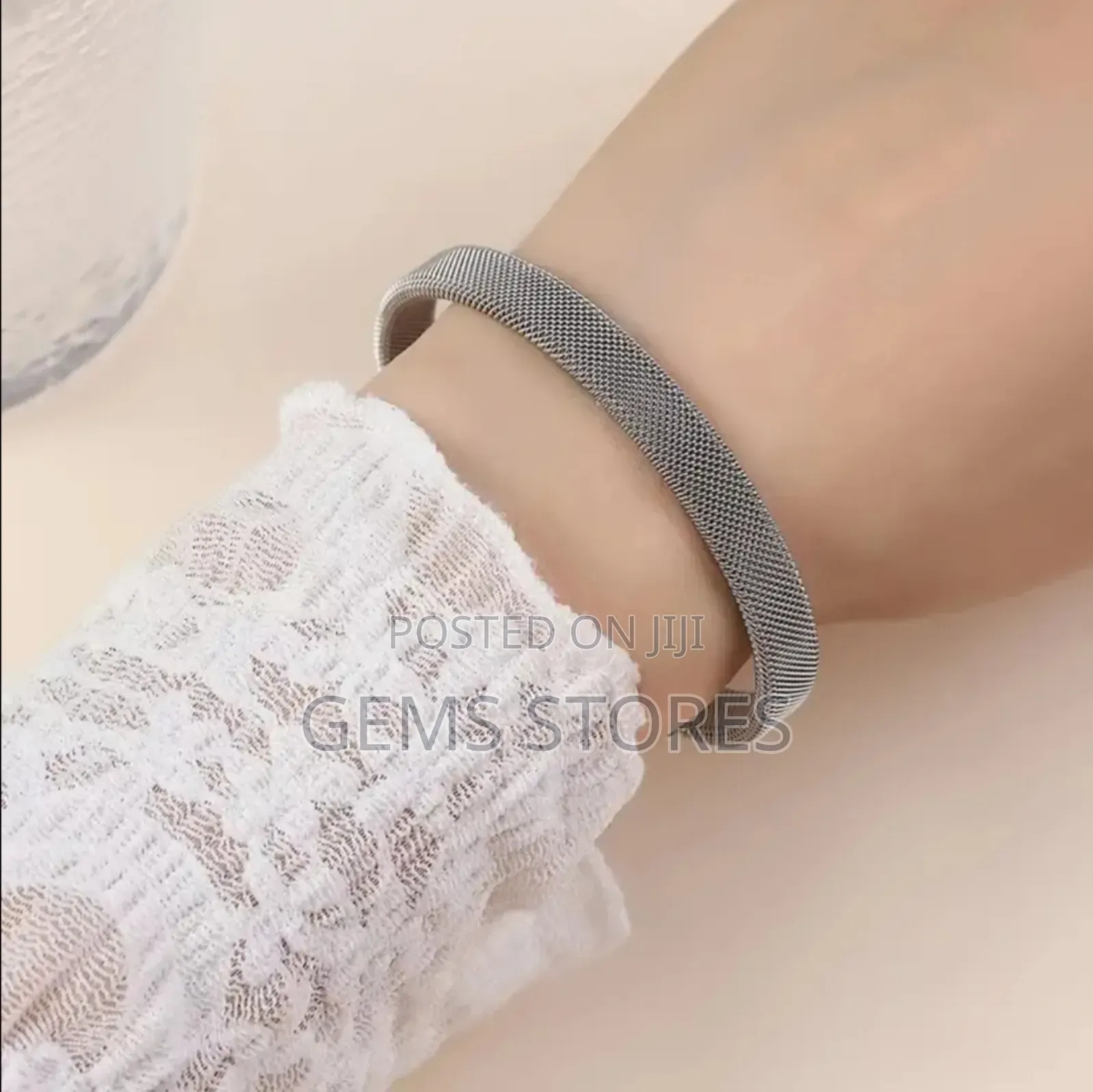 Modern Silver Mesh Cuff Bangle Bracelet
