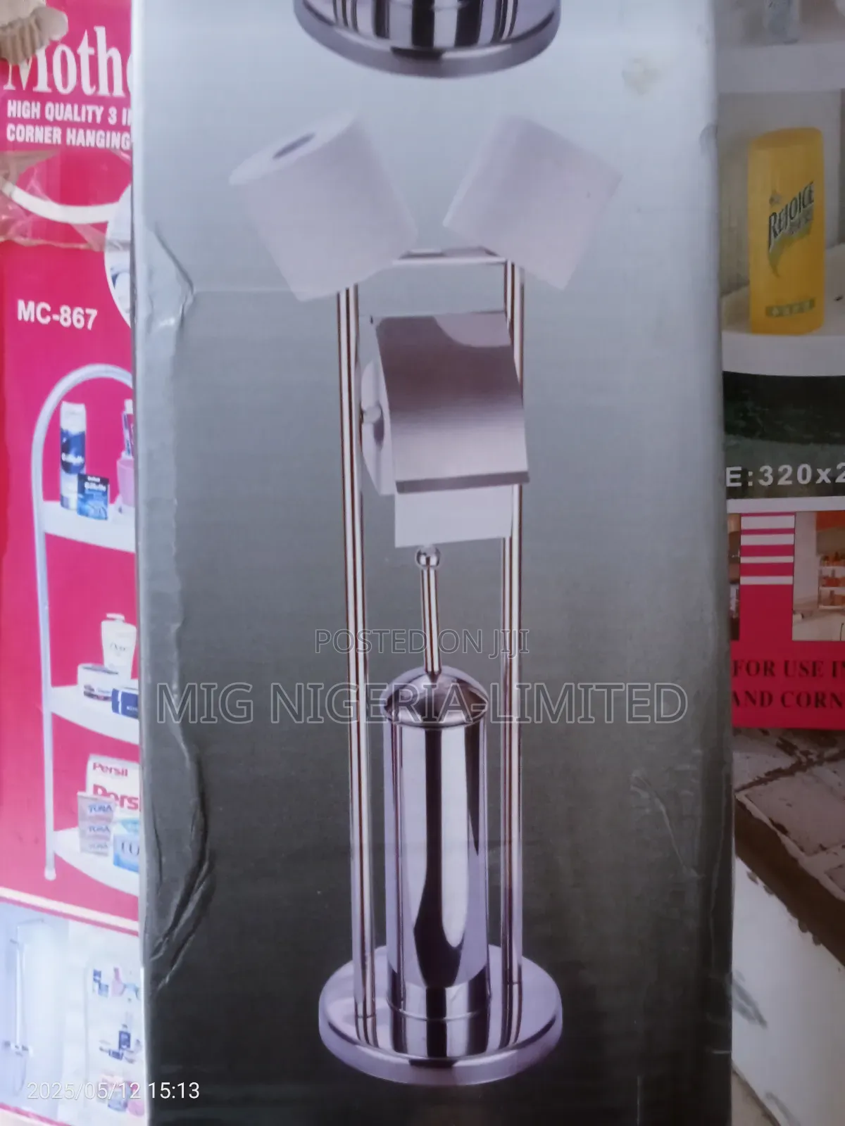 All in One Free Stand Toilet Brush,Stand Tissue Holder,Brush