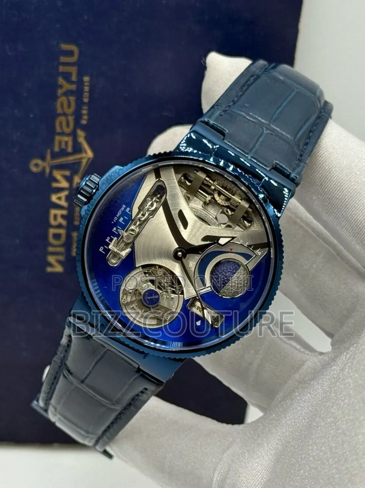 Original Ulysse Nardin Mechanical Blue Genuine Leather Watch