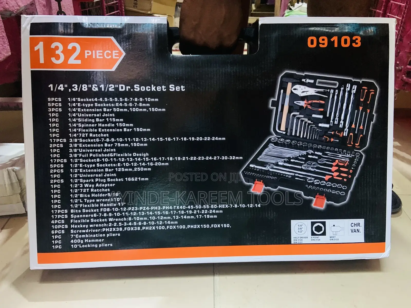 132pcs 1/4” ,3/8” 1/2” Dr.Socket Set
