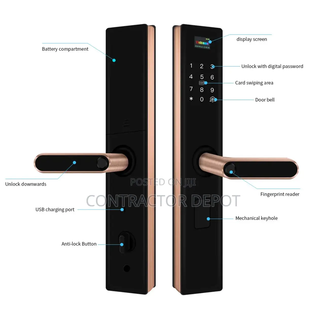 Touch Screen Electric Tuya App Wifi Gate Lock Smart