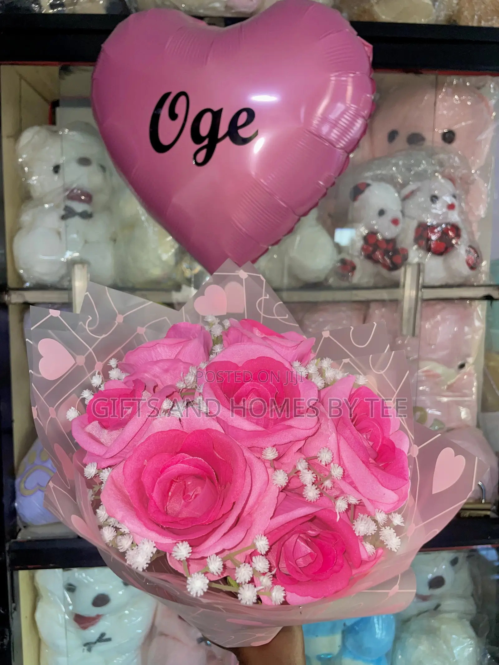 Helium Balloon and Flower Bouquet Package