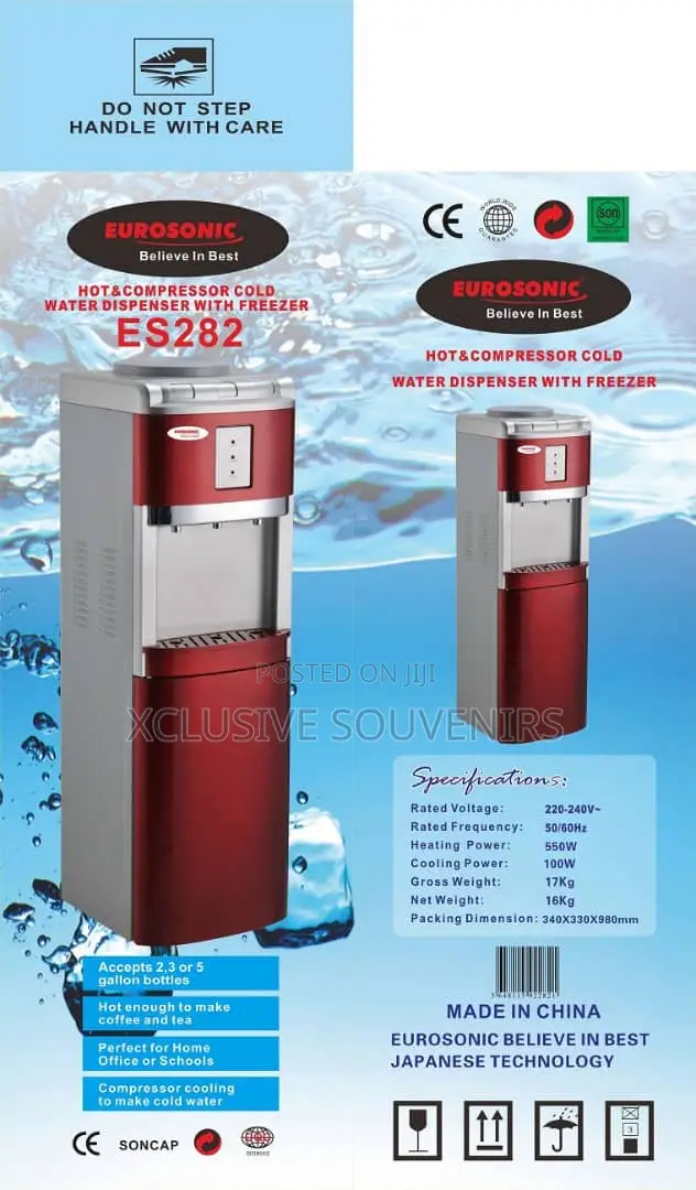 Eurosonic Water Dispenser Hot And Cold With Freezer