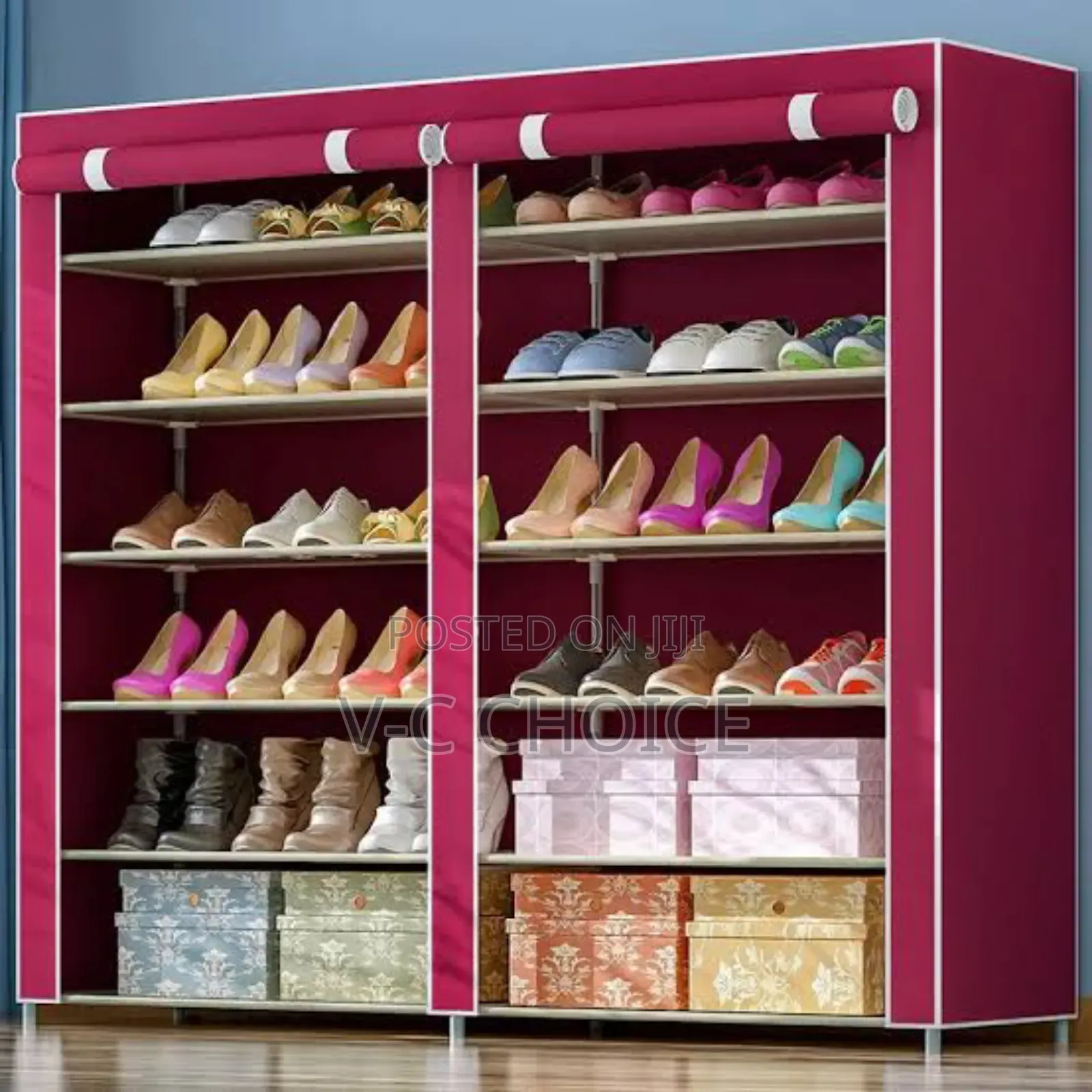 Stackable Shoe Stand Fabric Double Row 6 Layers Shoe Rack