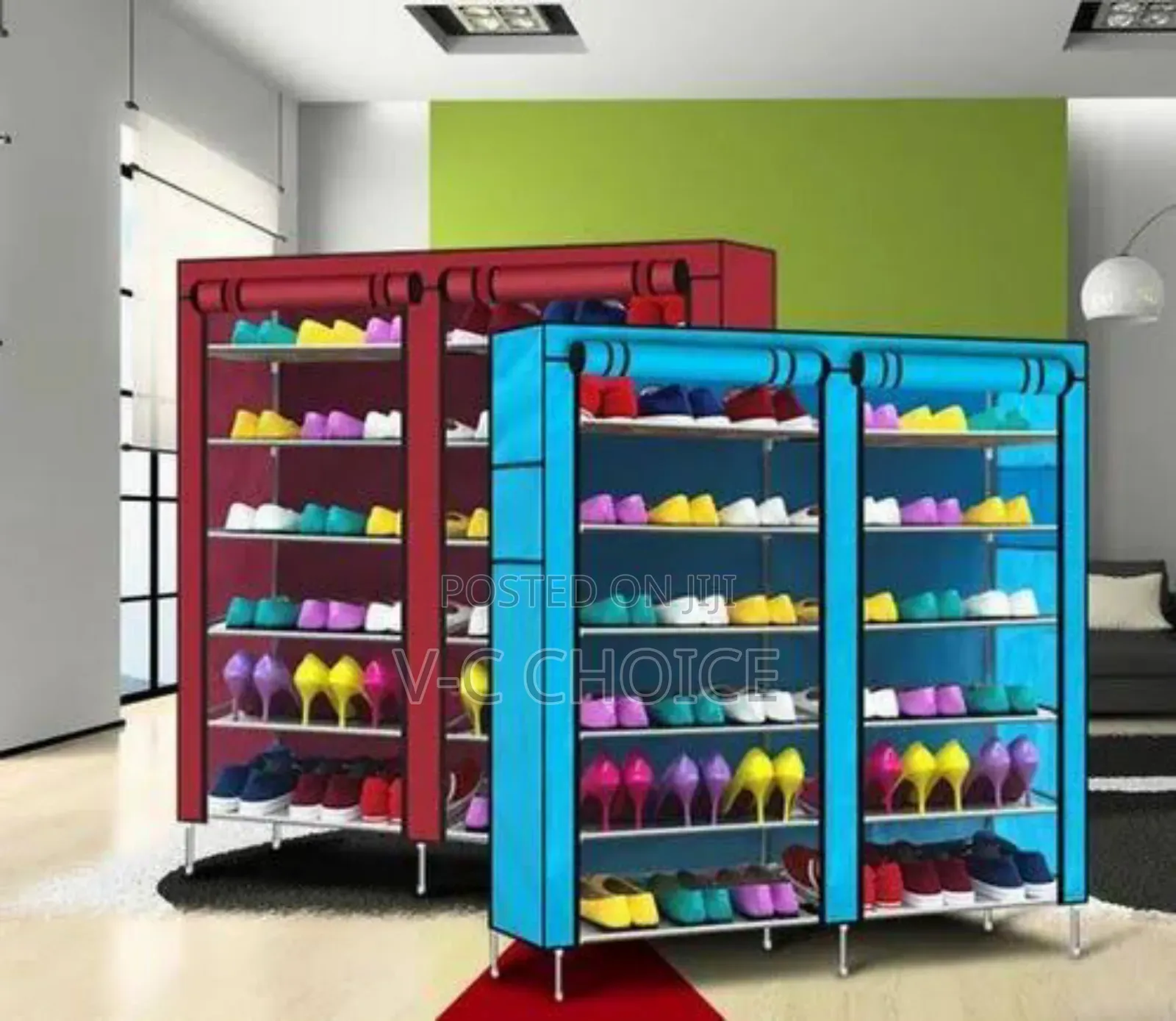 Stackable Shoe Stand Fabric Double Row 6 Layers Shoe Rack